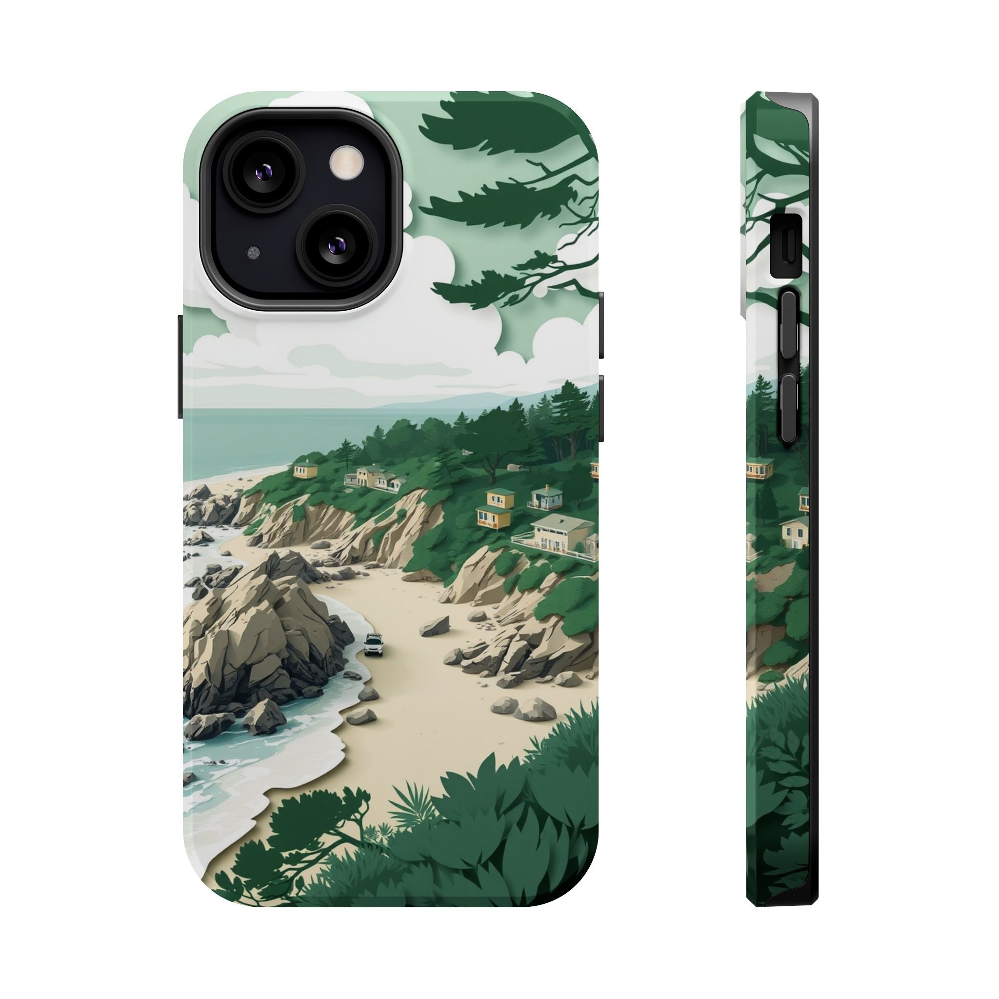 iPhone Pebble Beach Paper Cut Art Bold Modern Everyday Snap Case · iPhone Case