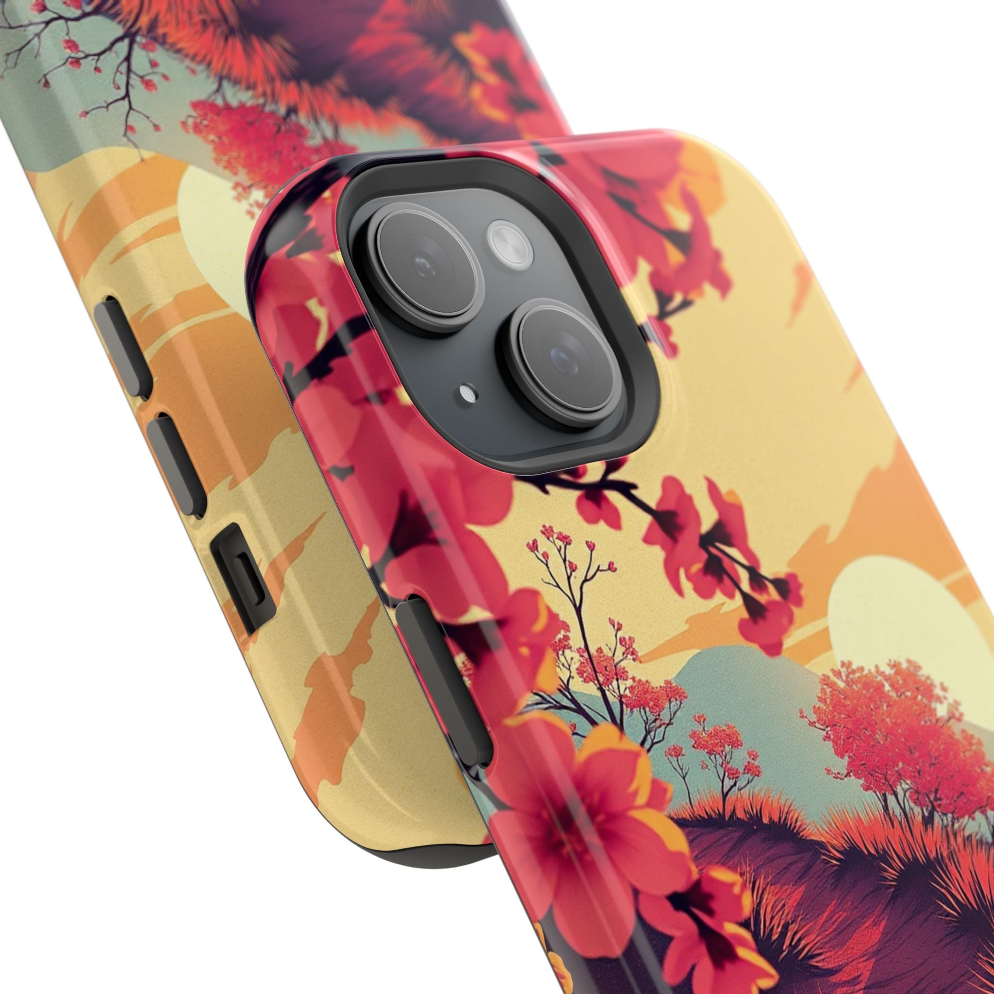 iPhone Sunset Amber And Peach Blossom Trail Soft iPhone 15 Finish · iPhone Case