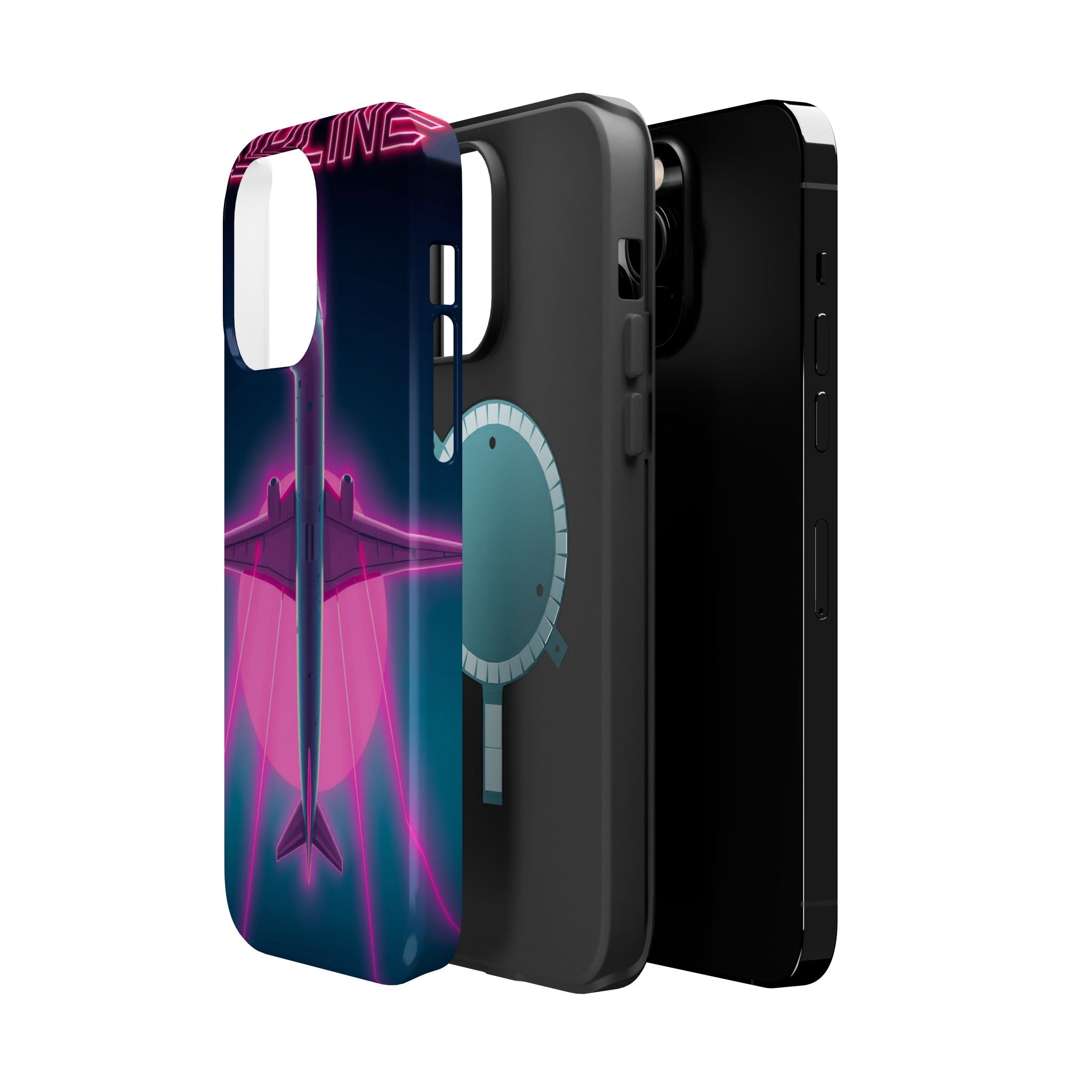 iPhone Cyan And Magenta Retro Airline Poster Slim Everyday Designer Case · iPhon