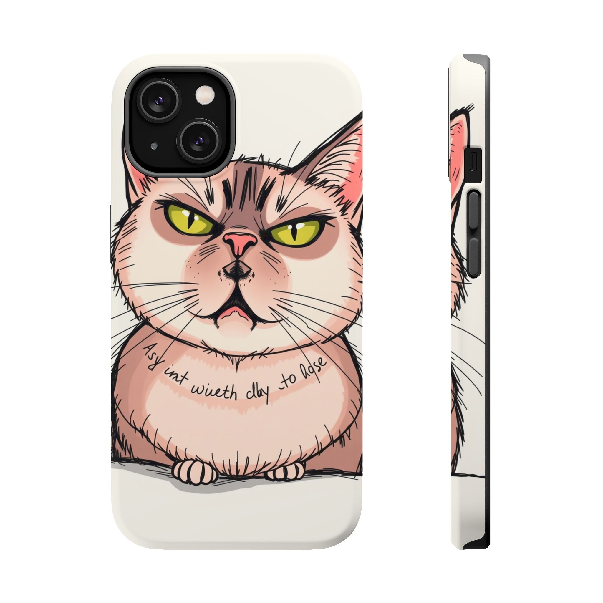iPhone Sarcastic Cat Verdict Hand-Drawn Sketch Soft Finish Everyday Case · iPhon