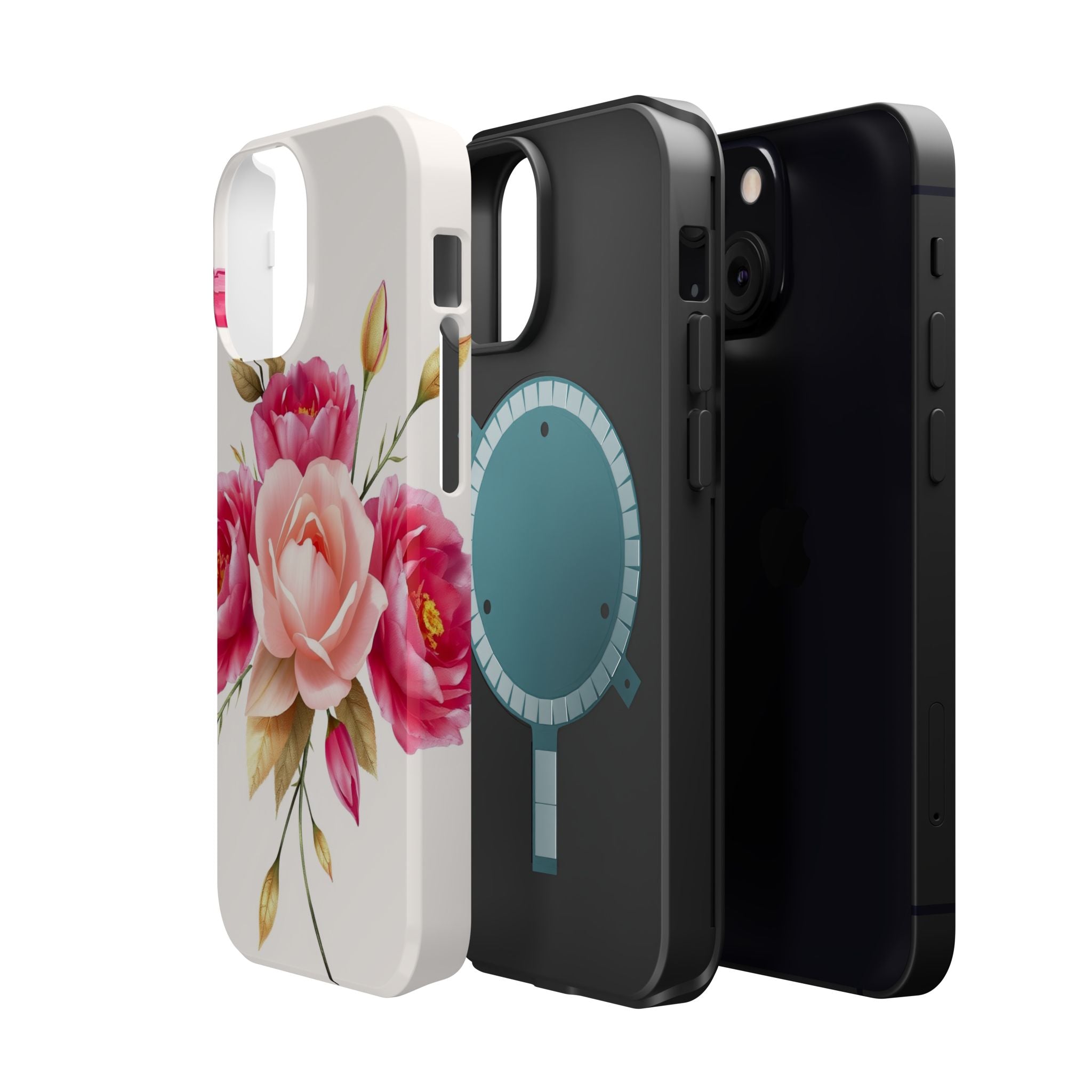 iPhone Rose Pink And Cream Neon Floral Slim Everyday Designer Case · iPhone Case
