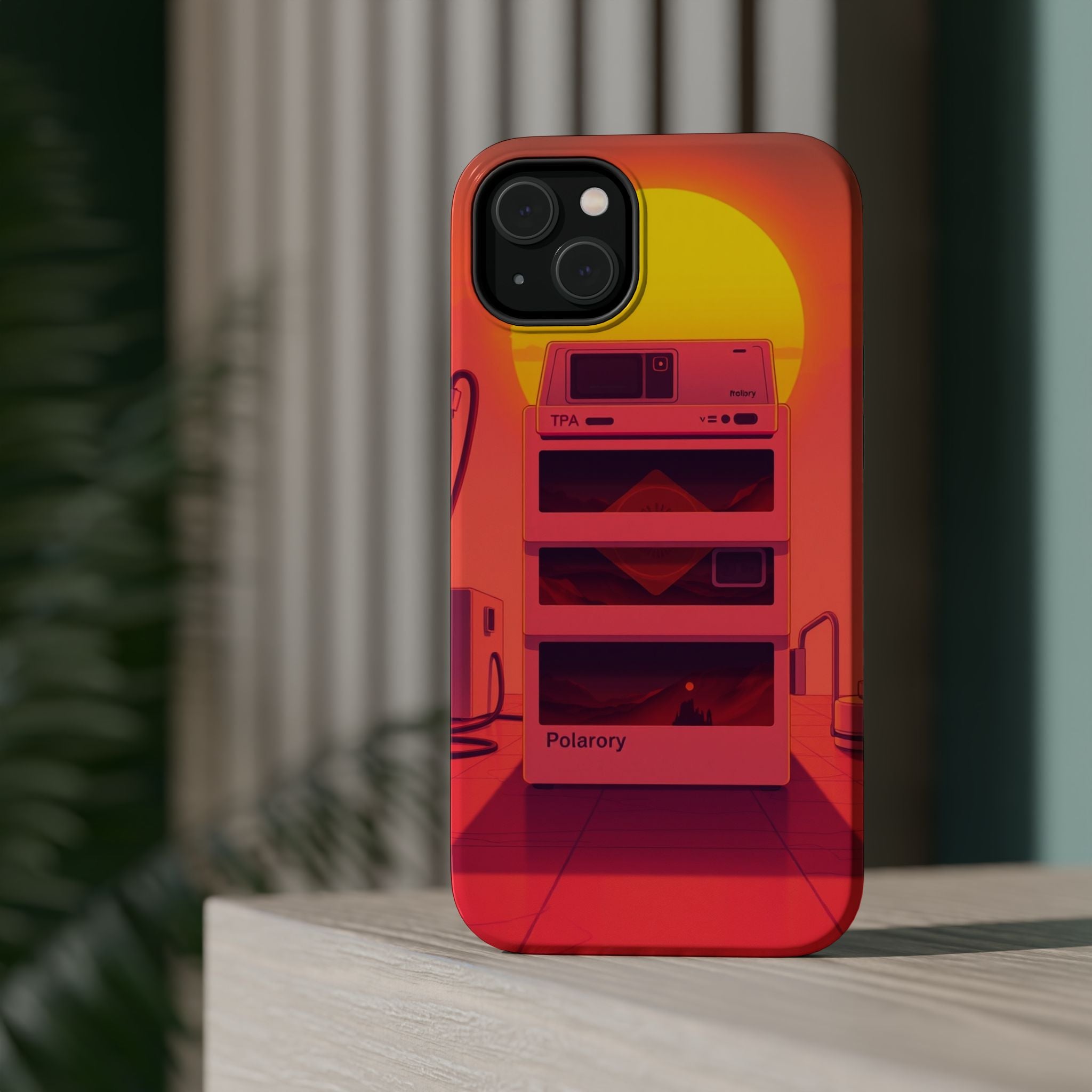 iPhone Polaroid Stack Memory Neon Cyberpunk Slim Everyday Designer Case · iPhone