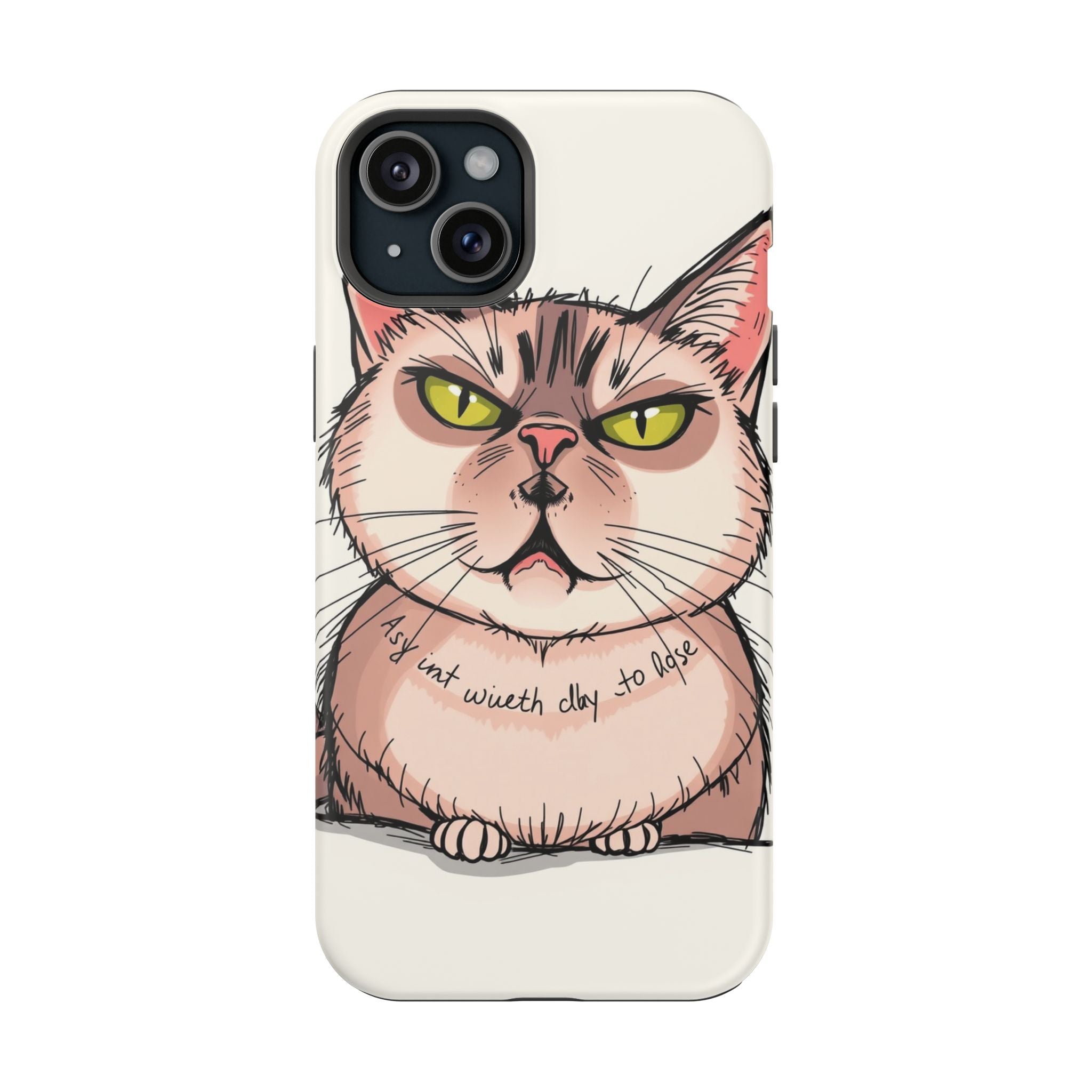 iPhone Sarcastic Cat Verdict Hand-Drawn Sketch Soft Finish Everyday Case · iPhon