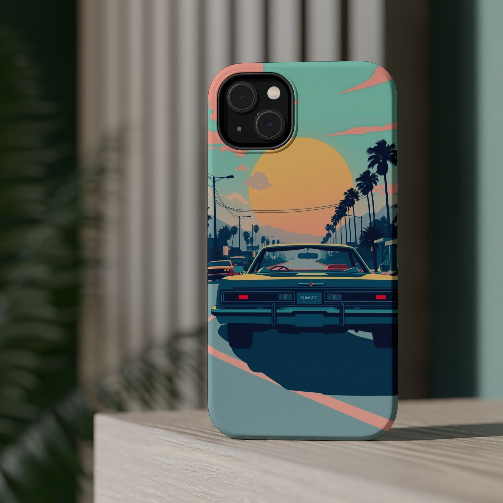 iPhone Sunset Drive 80s Pop Art Bold Slim Everyday Designer Case · iPhone Case