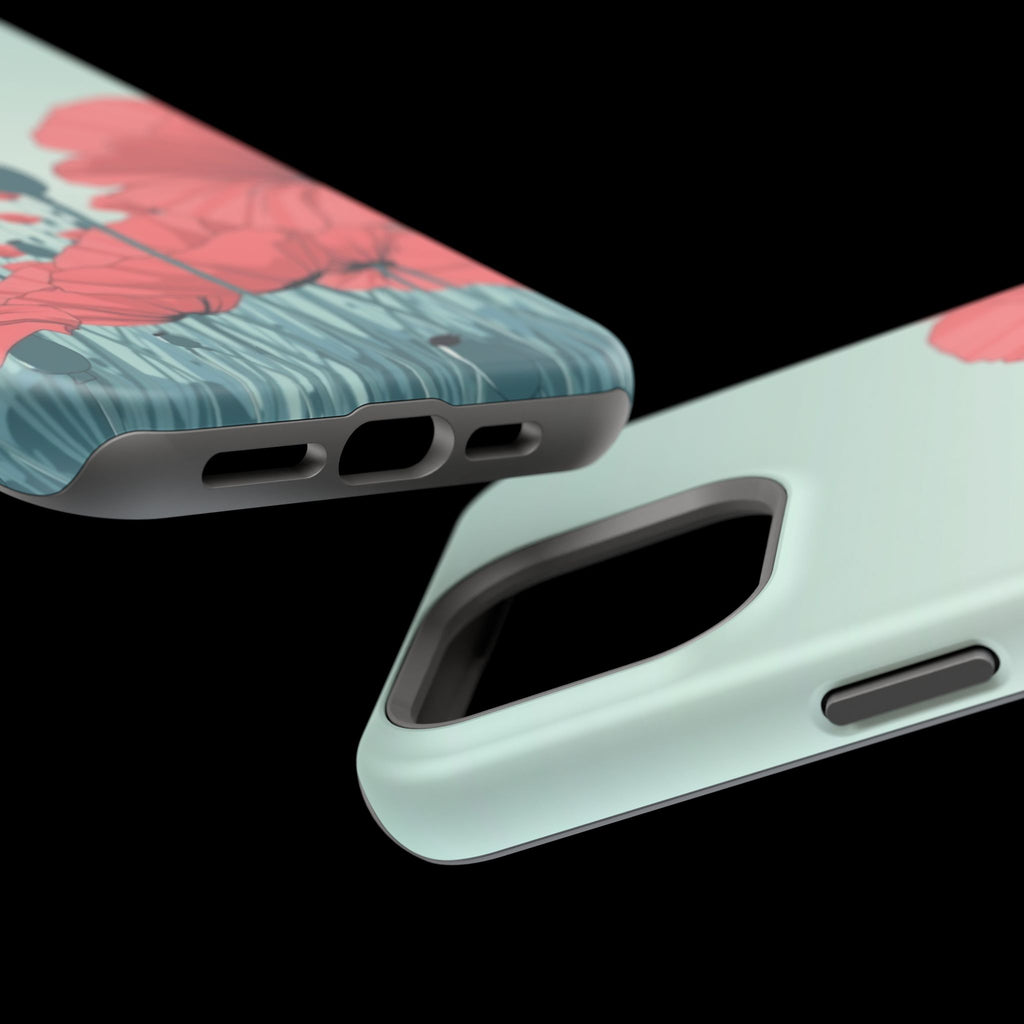 iPhone Mint And Blush Poppy Field Bold Modern Everyday Snap Case · iPhone Case