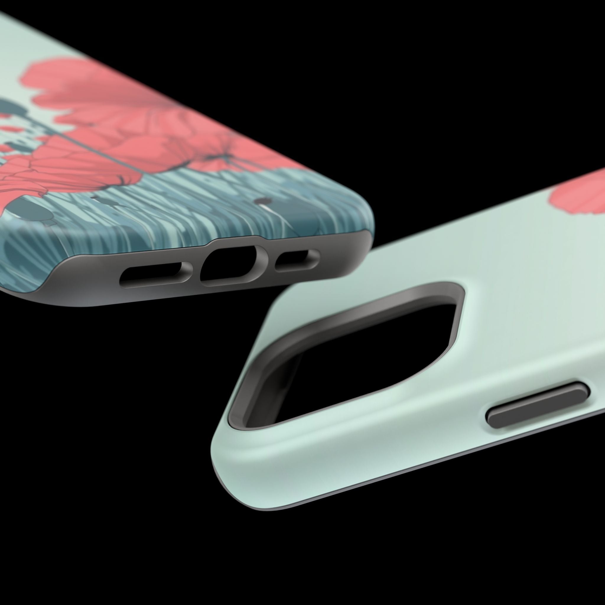 iPhone Mint And Blush Poppy Field Bold Modern Everyday Snap Case · iPhone Case