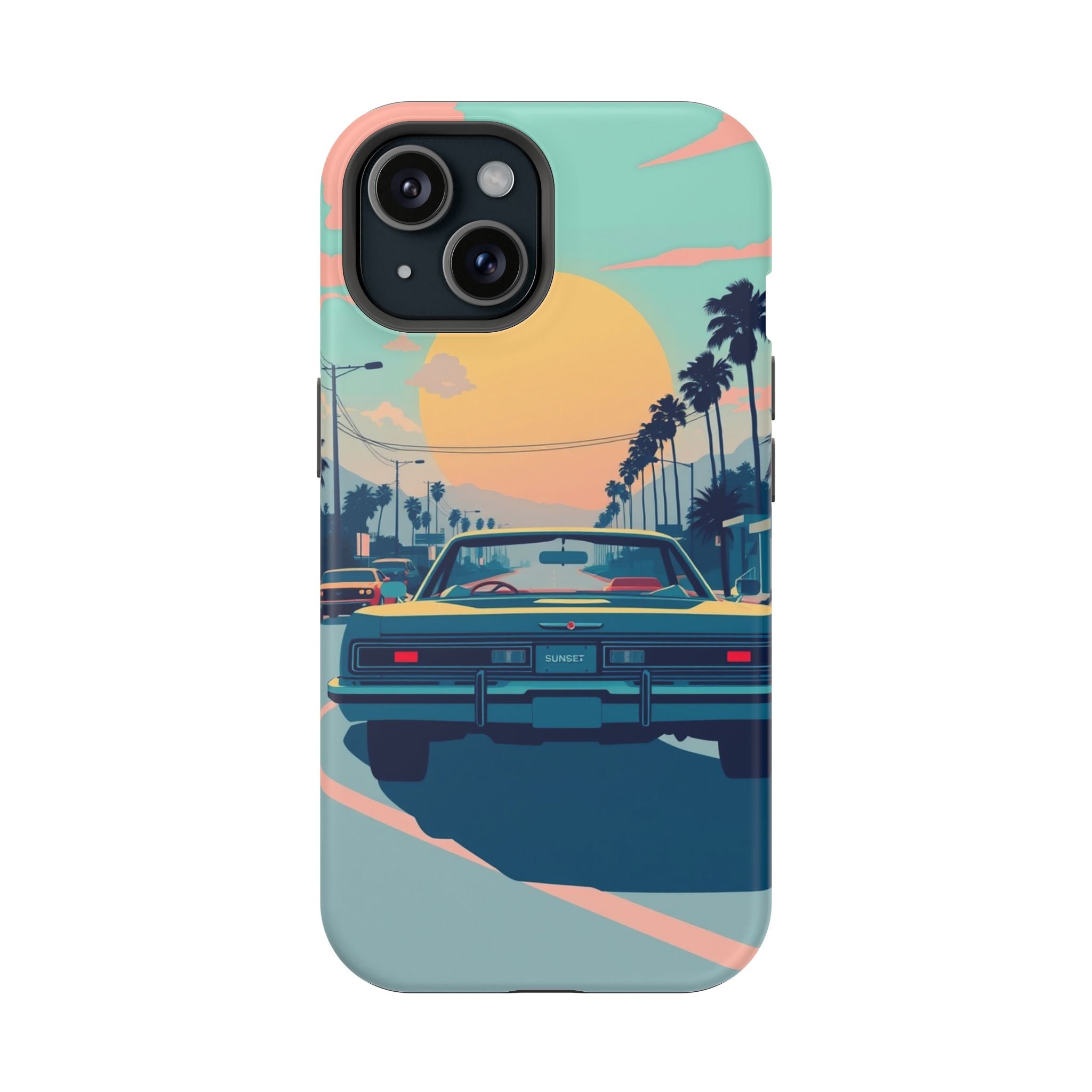 iPhone Sunset Drive 80s Pop Art Bold Slim Everyday Designer Case · iPhone Case
