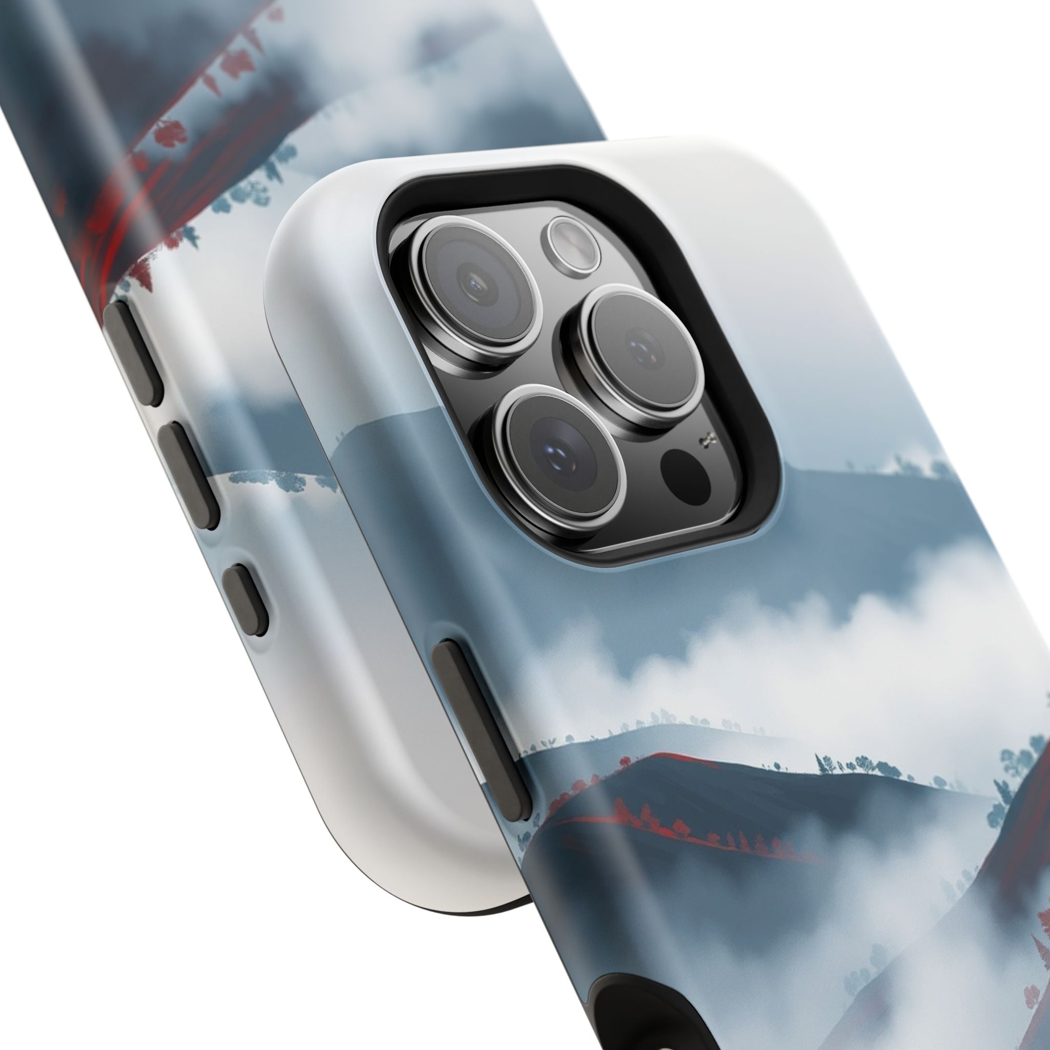 iPhone Black And Crimson Fog Rolling Over Hills Soft iPhone Finish · iPhone Case