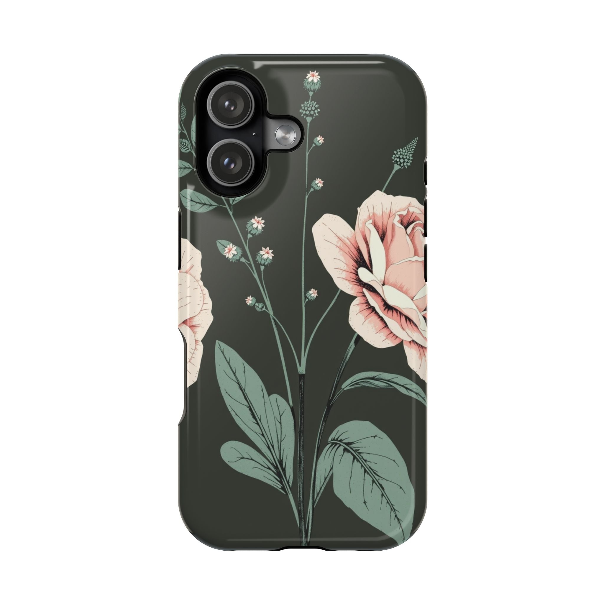 iPhone Mint And Blush Vintage Botanical Print Slim Everyday Designer Case · iPho