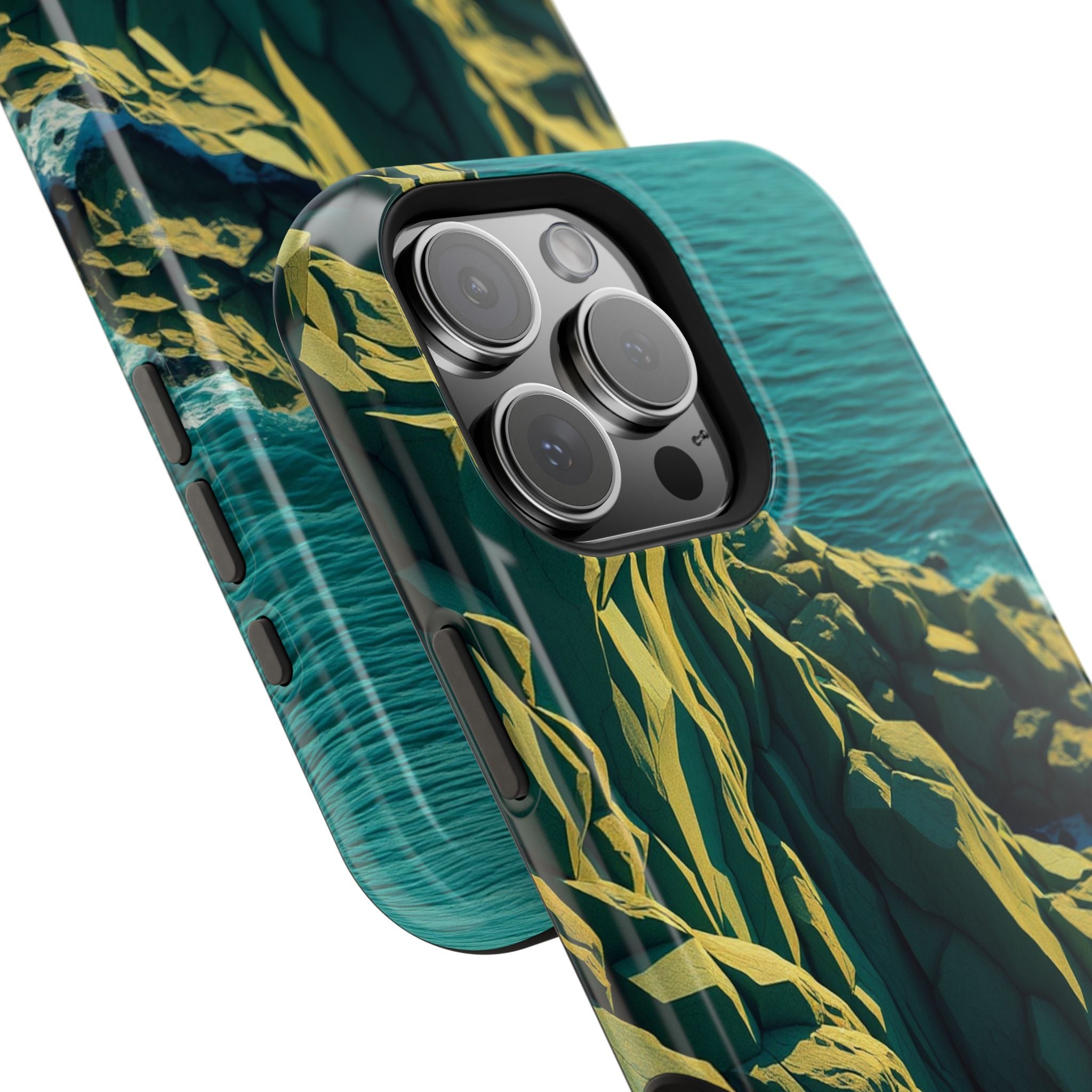 iPhone Emerald Green And Gold Rocky Coastline Slim iPhone Everyday · iPhone Case