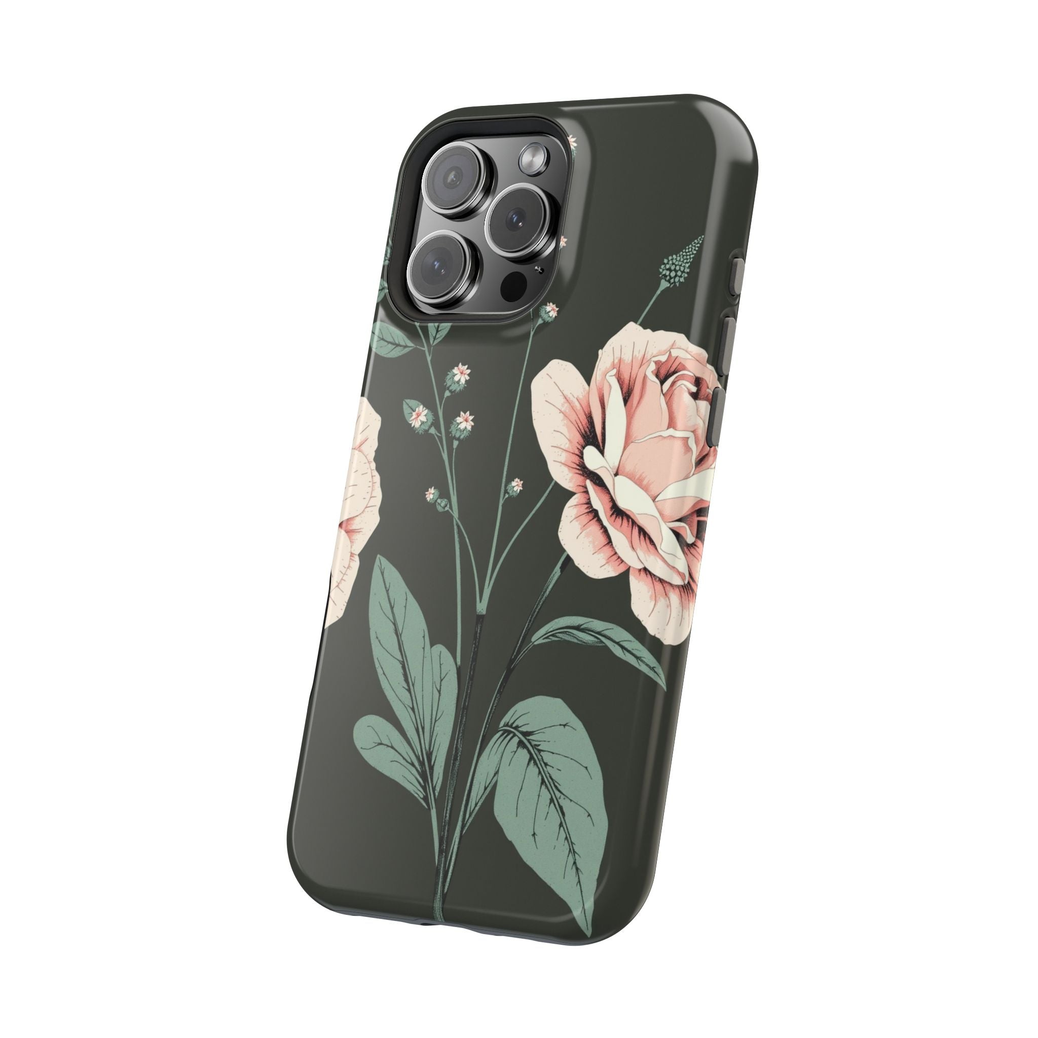 iPhone Mint And Blush Vintage Botanical Print Slim Everyday Designer Case · iPho