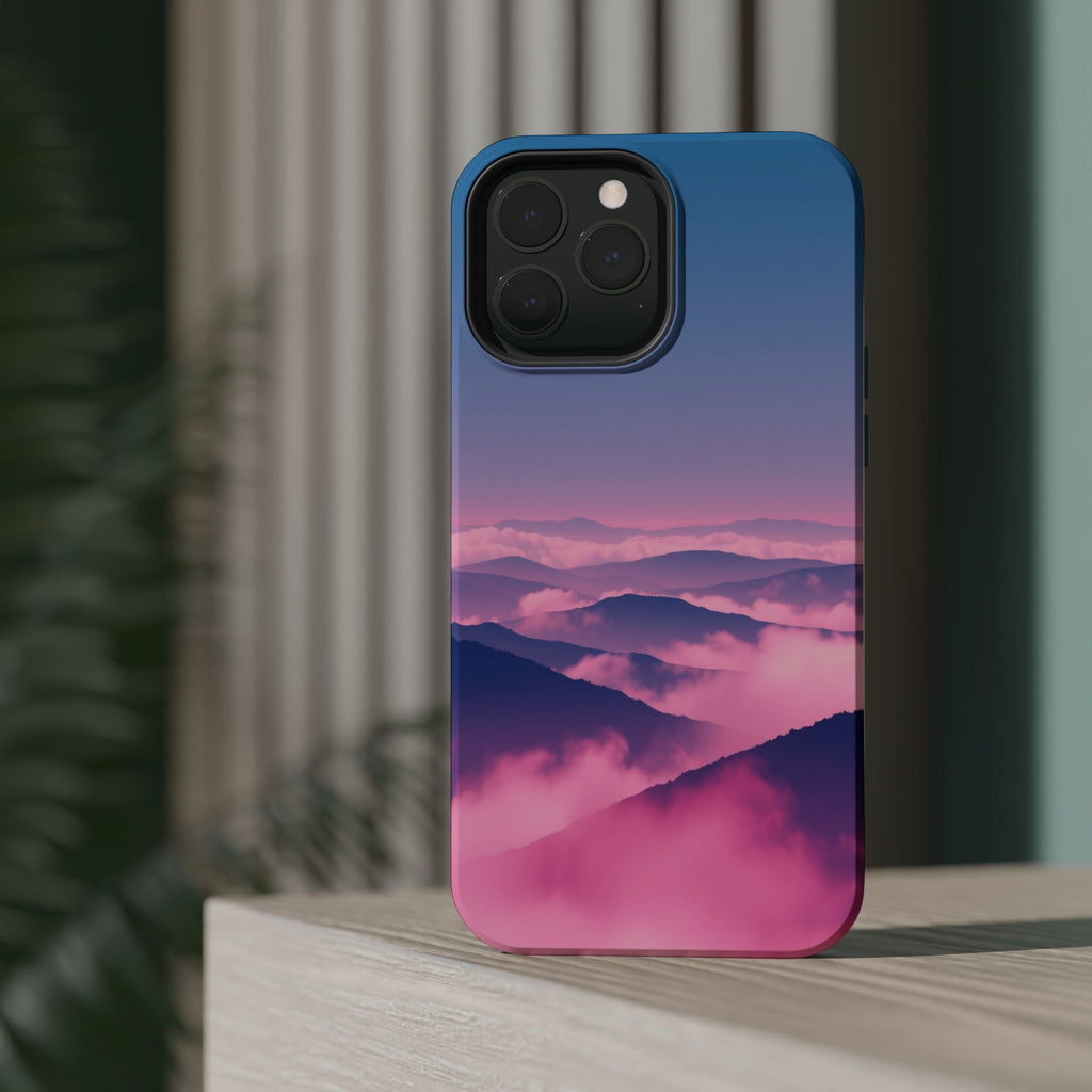 iPhone Dreamy Fog Rolling Over Hills Design Soft iPhone 19 Finish · iPhone Case