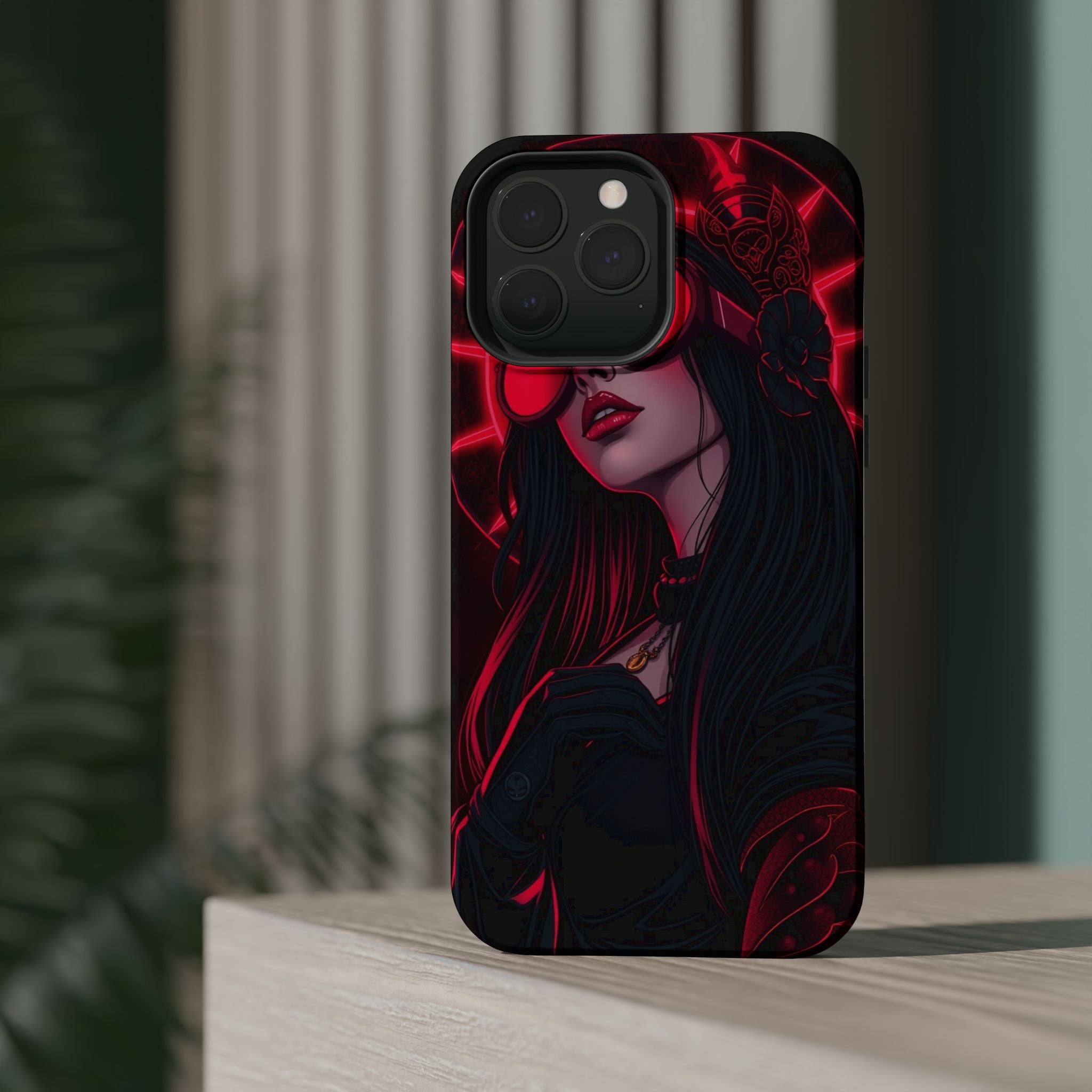 iPhone Black And Crimson Art Nouveau Female Slim Everyday Designer Case · iPhone