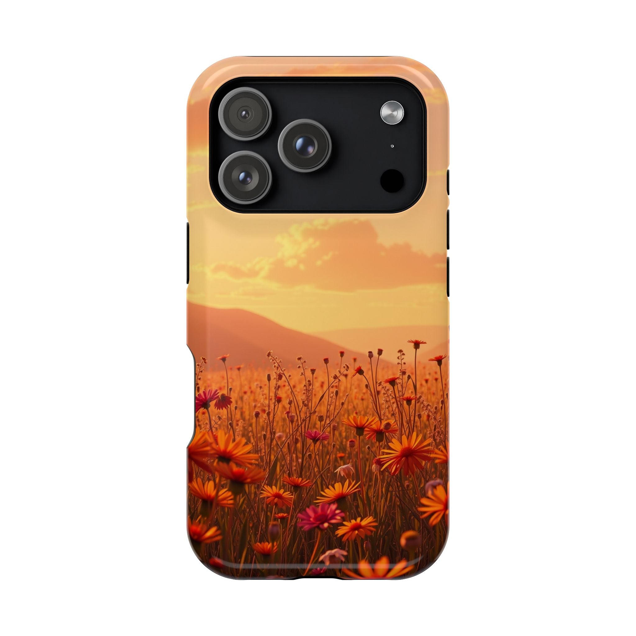 iPhone Sunset Amber And Peach Wildflower Field Soft iPhone Finish · iPhone Case