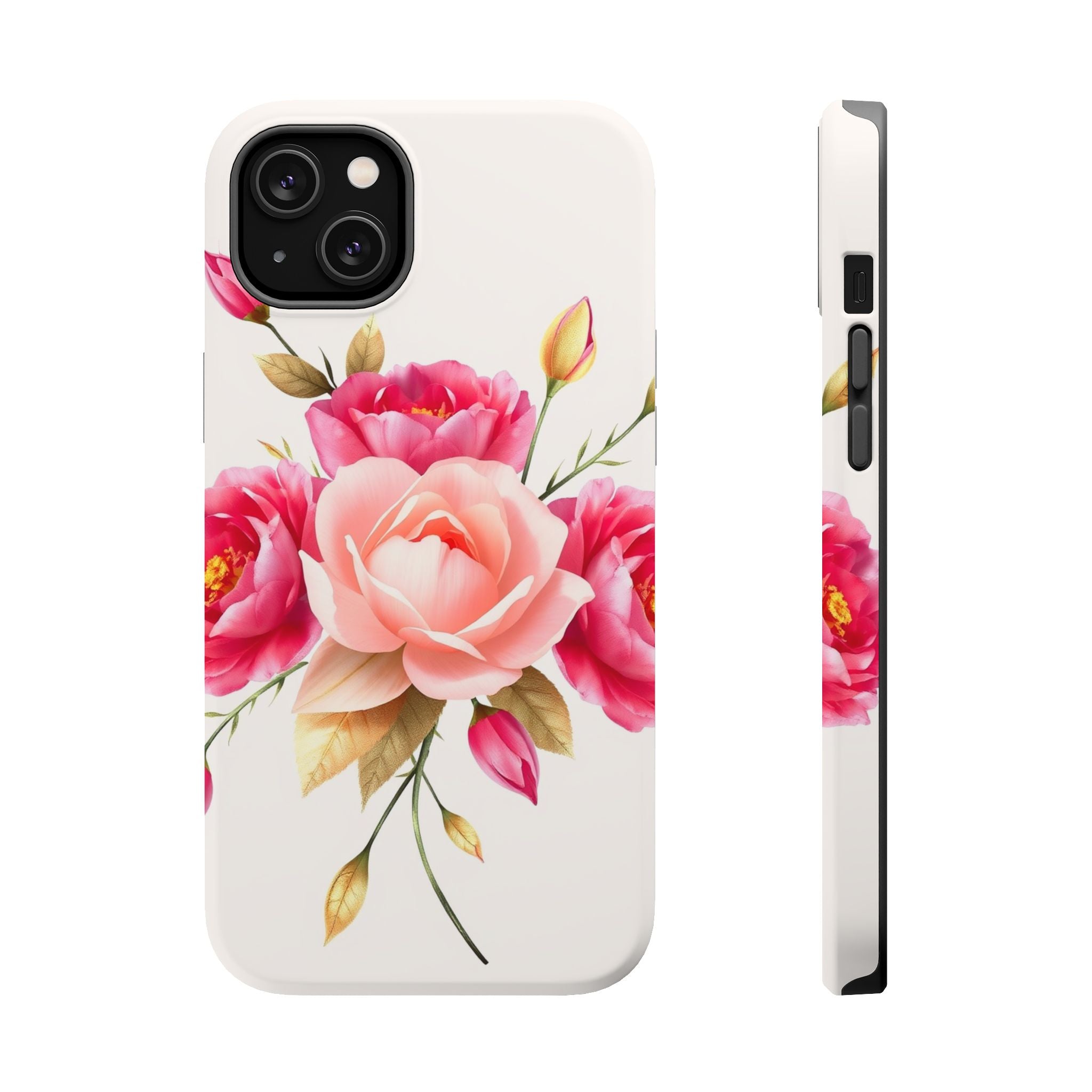 iPhone Rose Pink And Cream Neon Floral Slim Everyday Designer Case · iPhone Case