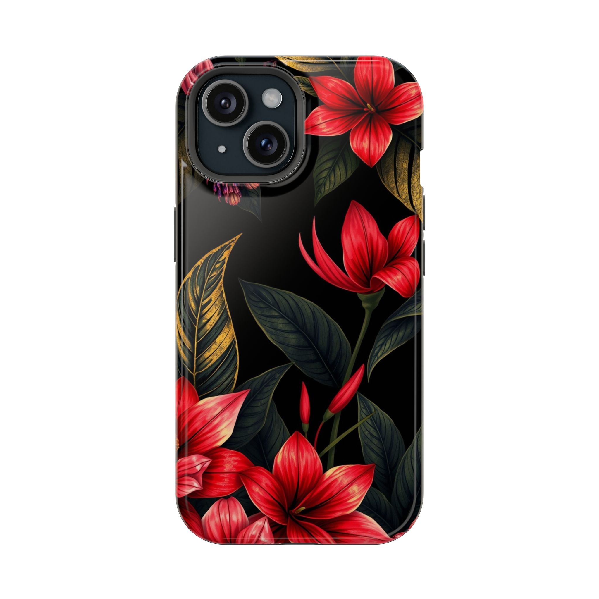iPhone Black And Crimson Jungle Floral Slim Everyday Designer Case · iPhone Case
