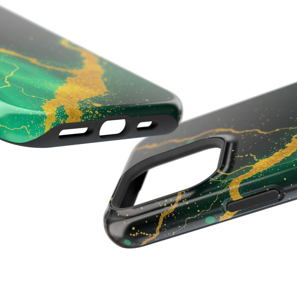 iPhone Emerald Green And Gold Petal Storm Slim iPhone Everyday Designer · iPhone