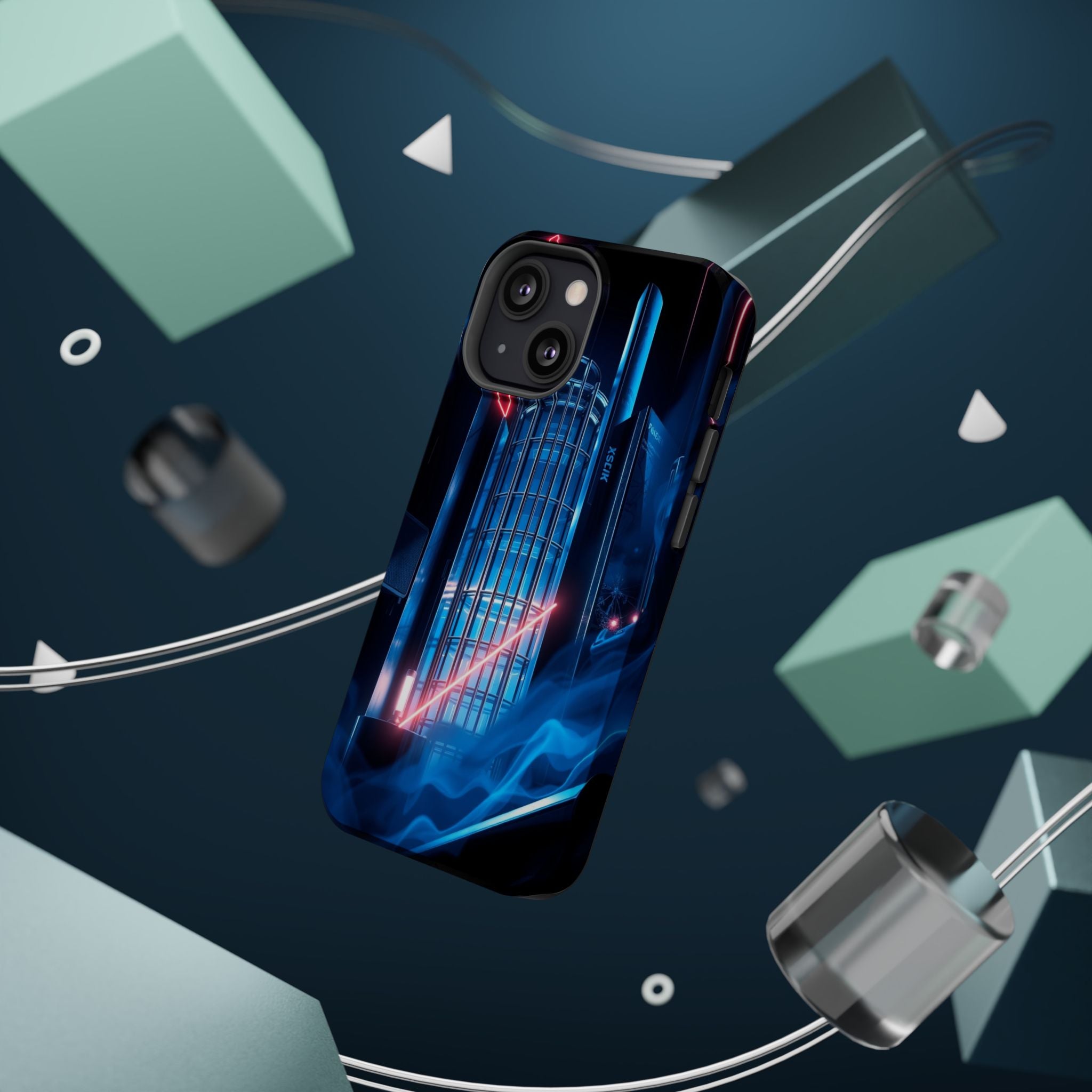 iPhone Midnight Blue And Silver Bauhaus Composition Slim Snap Case · iPhone Case