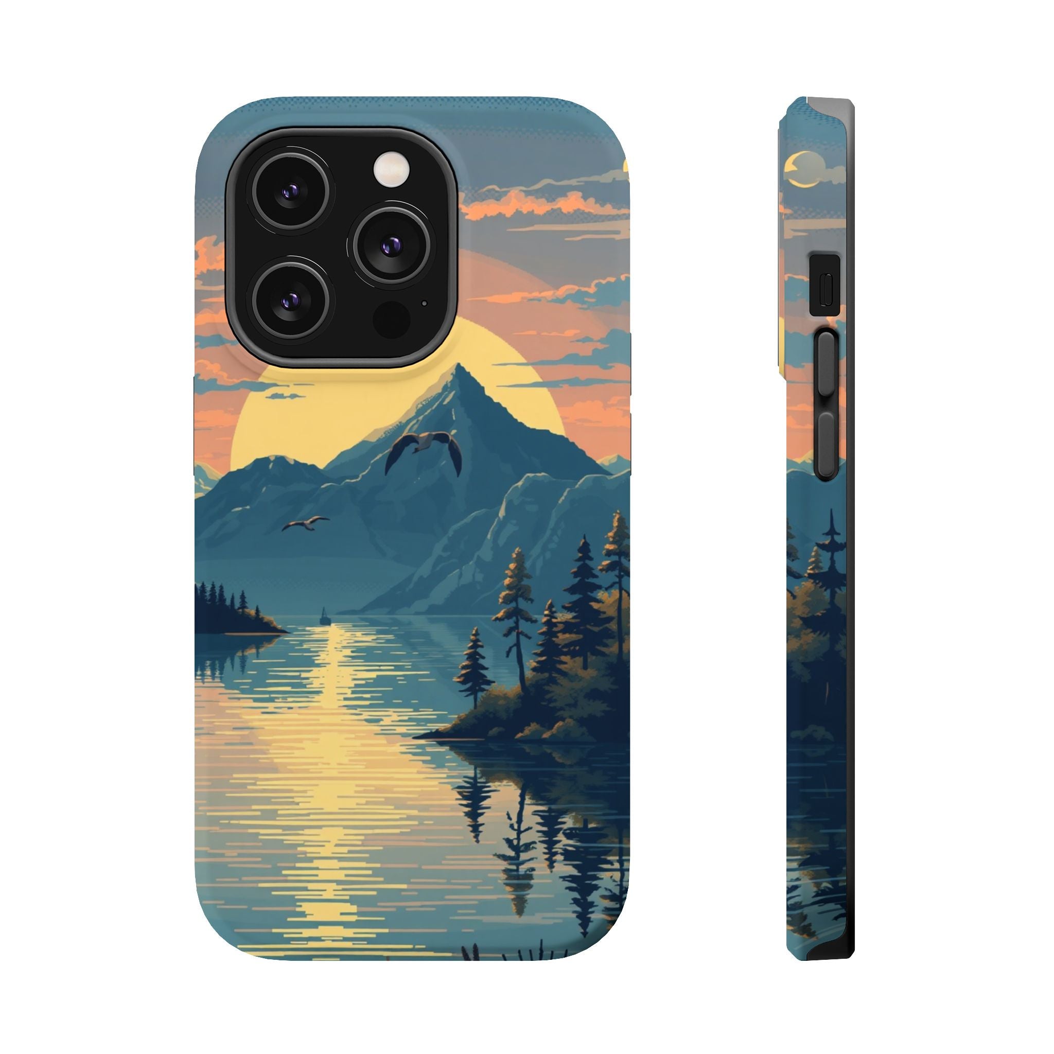 iPhone Lake at Twilight Pixel Art -Bit Slim Everyday Designer Case · iPhone Case