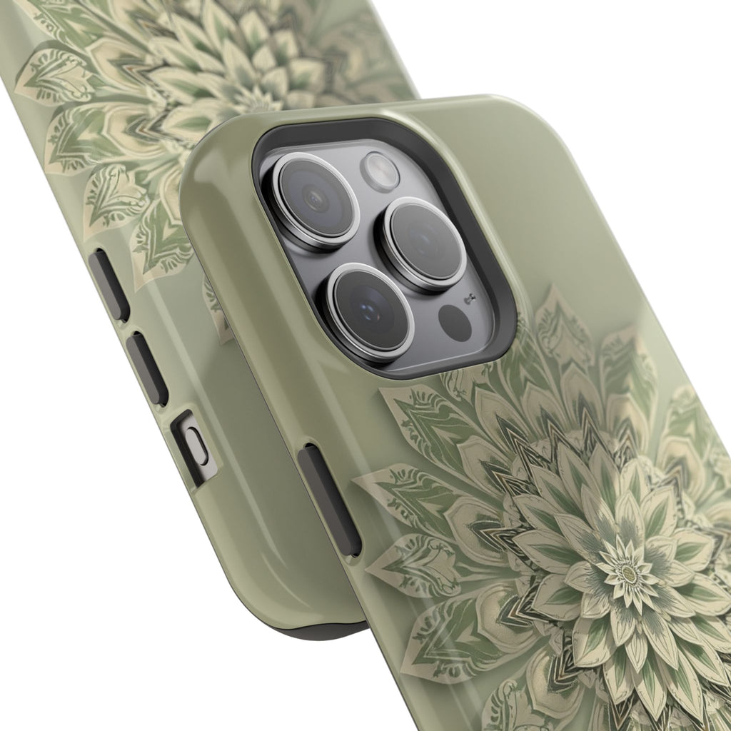 iPhone Sage And Ivory Floral Mandala Slim Everyday Designer Case · iPhone Case
