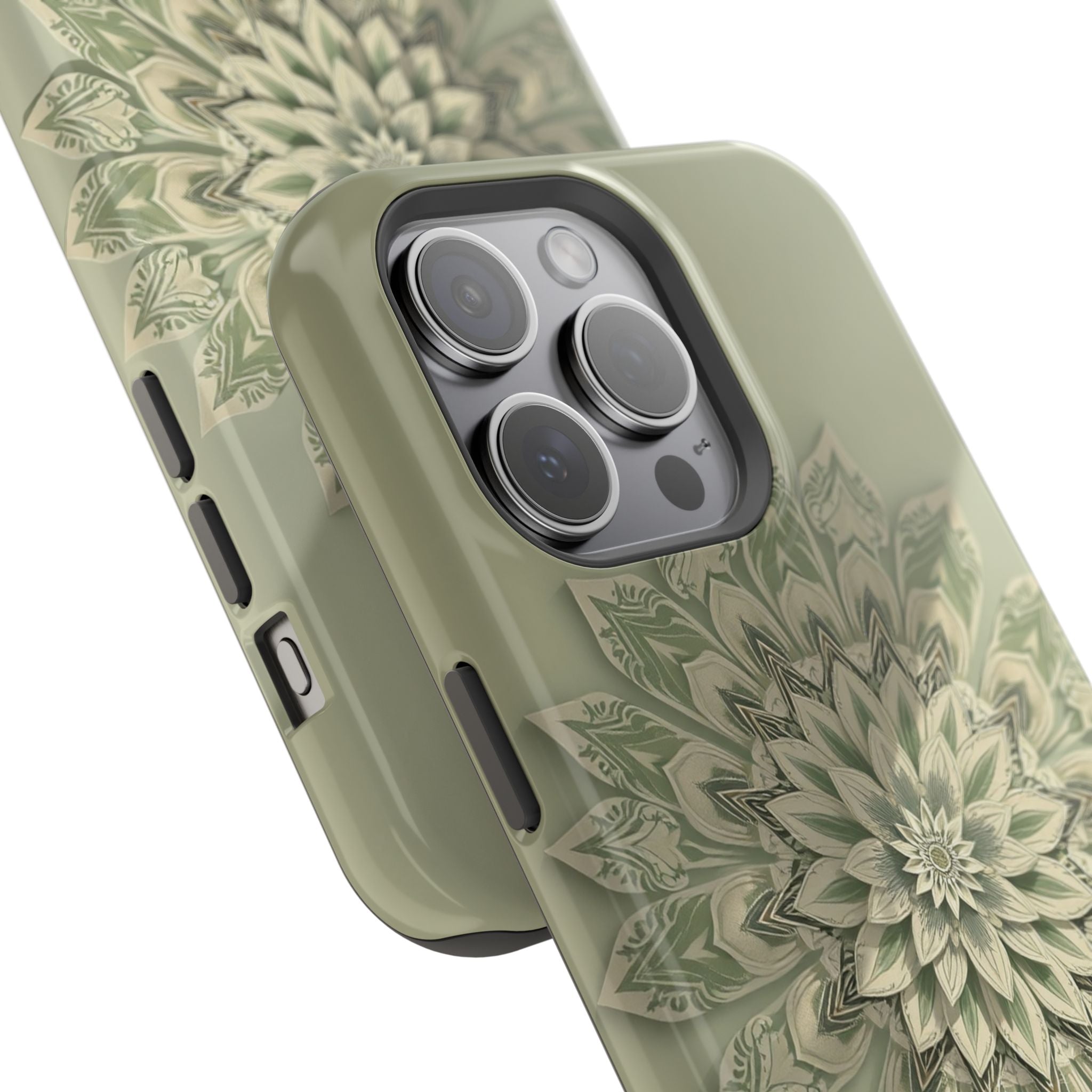iPhone Sage And Ivory Floral Mandala Slim Everyday Designer Case · iPhone Case