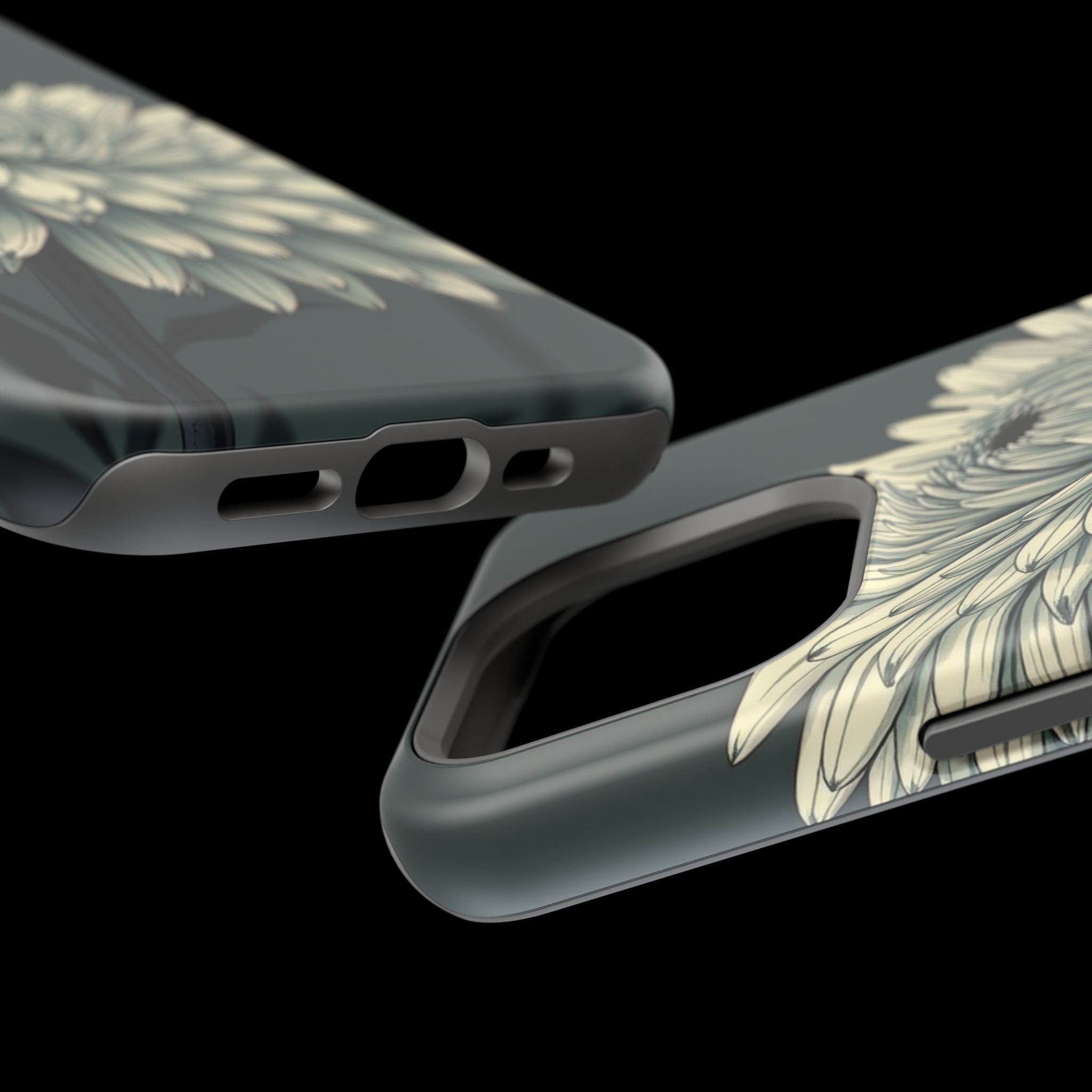 iPhone Chrysanthemum Classic Dark Gothic Ink Carry Case Slim Snap Case · iPhone