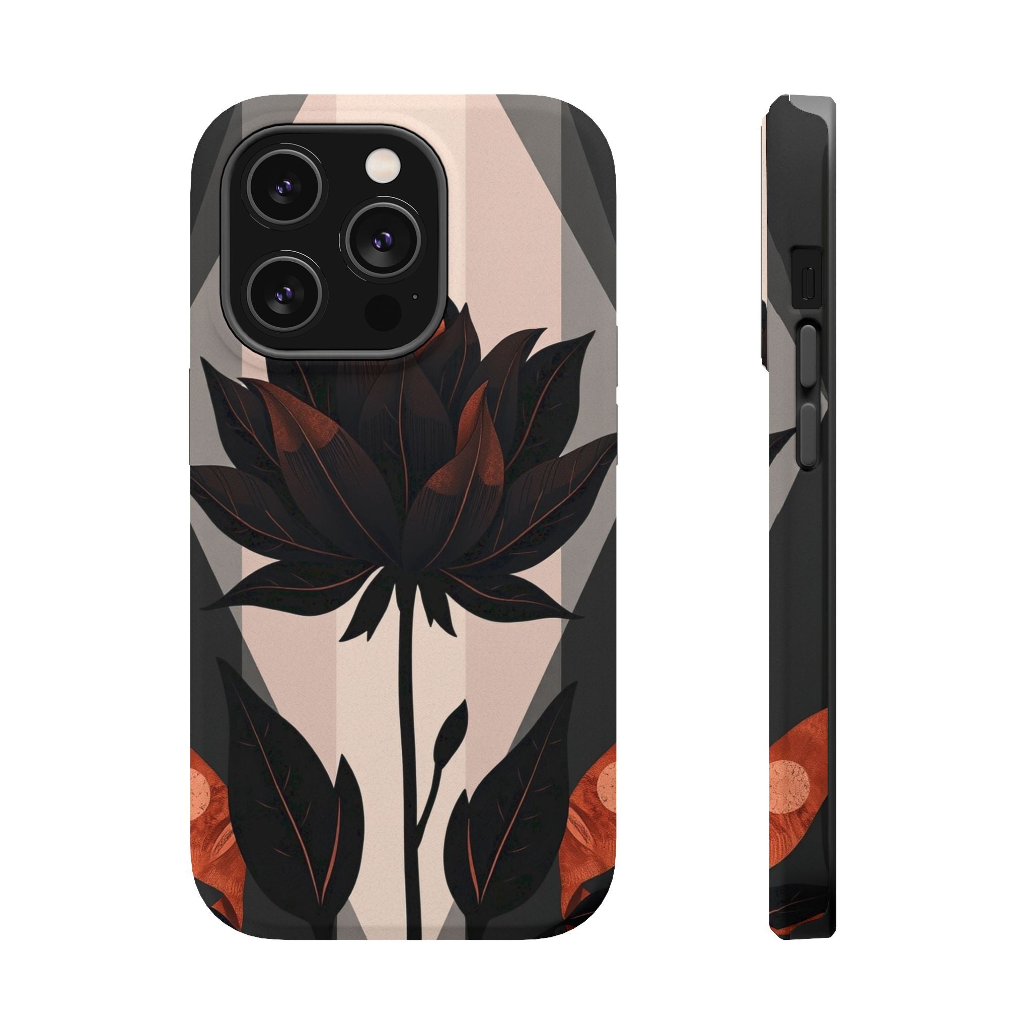 iPhone Charcoal And Copper Floral Silhouette Slim iPhone Everyday · iPhone Case