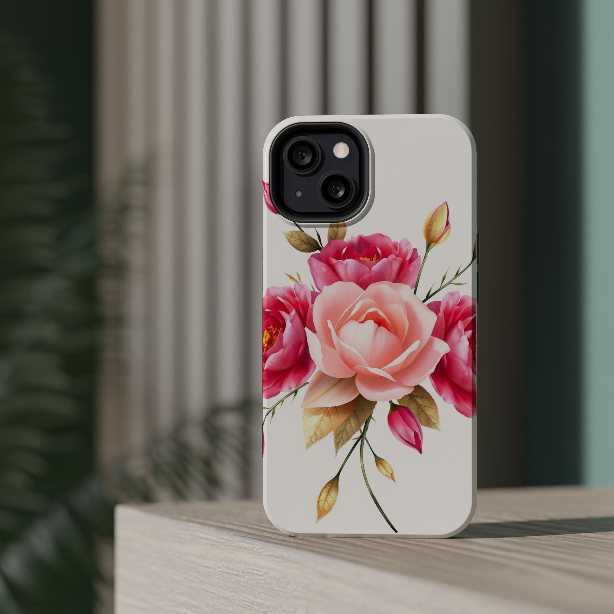 iPhone Rose Pink And Cream Neon Floral Slim Everyday Designer Case · iPhone Case