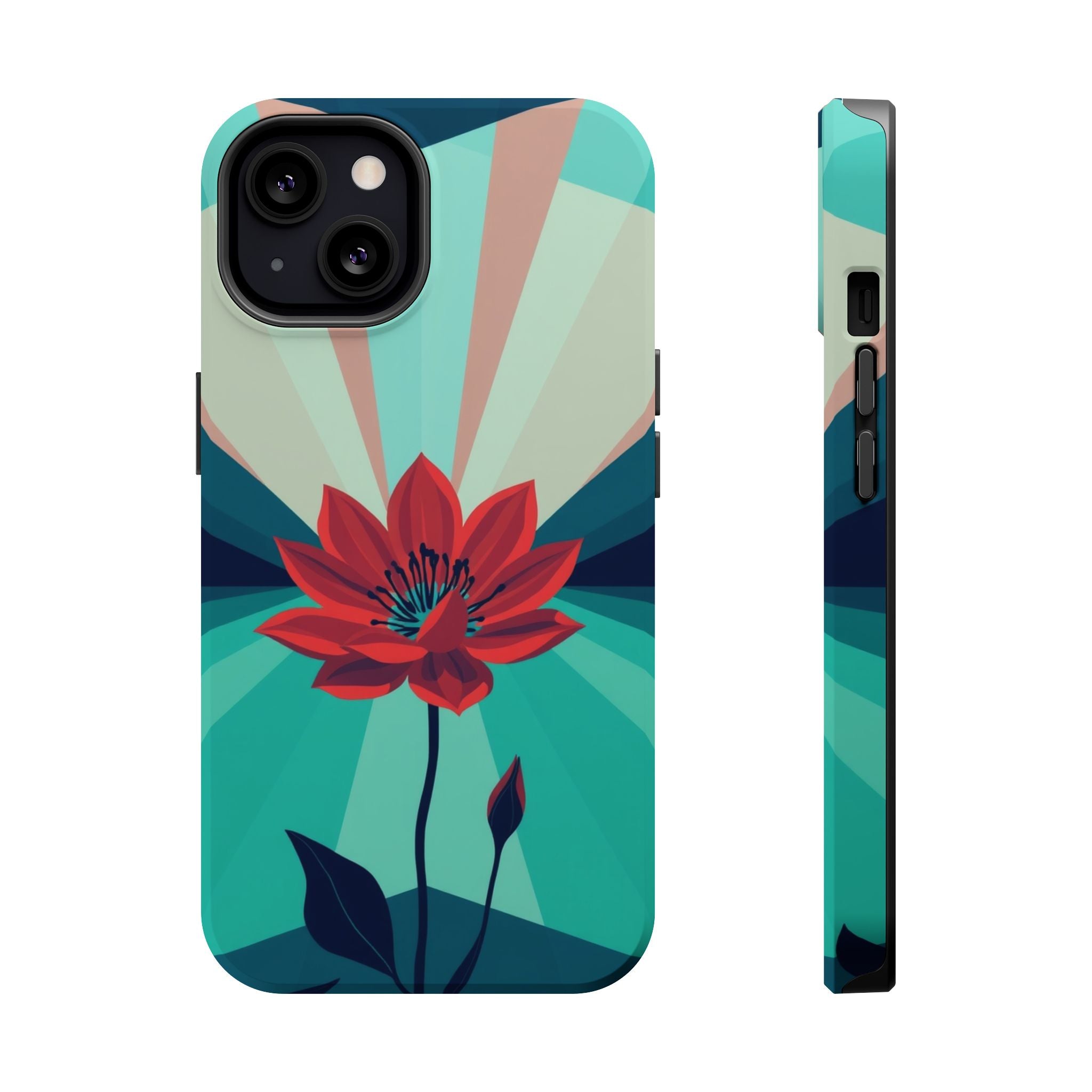 iPhone Teal And Coral Night Bloomer Slim Everyday Designer Case · iPhone Case
