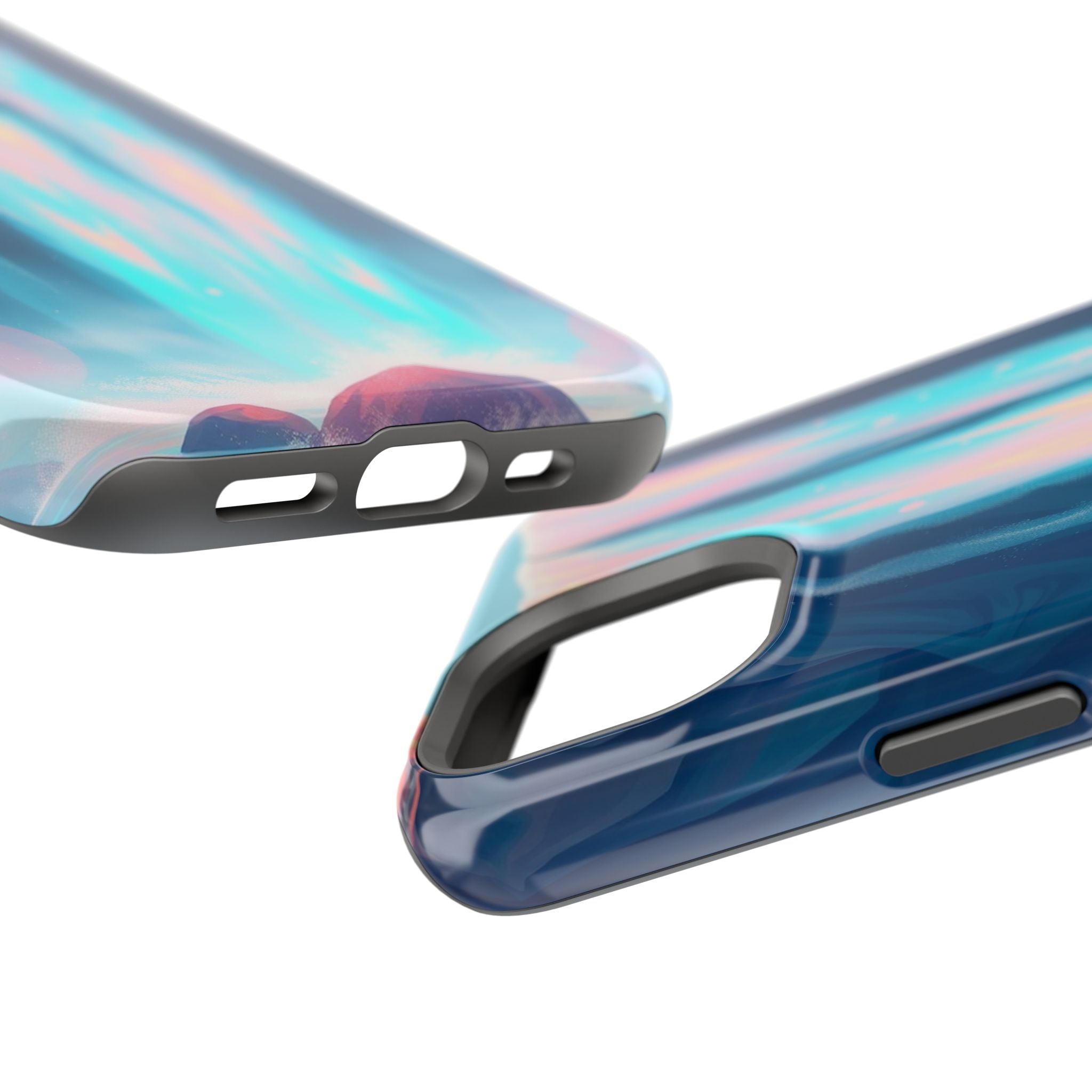 iPhone Teal And Coral Waterfall Mist Slim Everyday Designer Case · iPhone Case