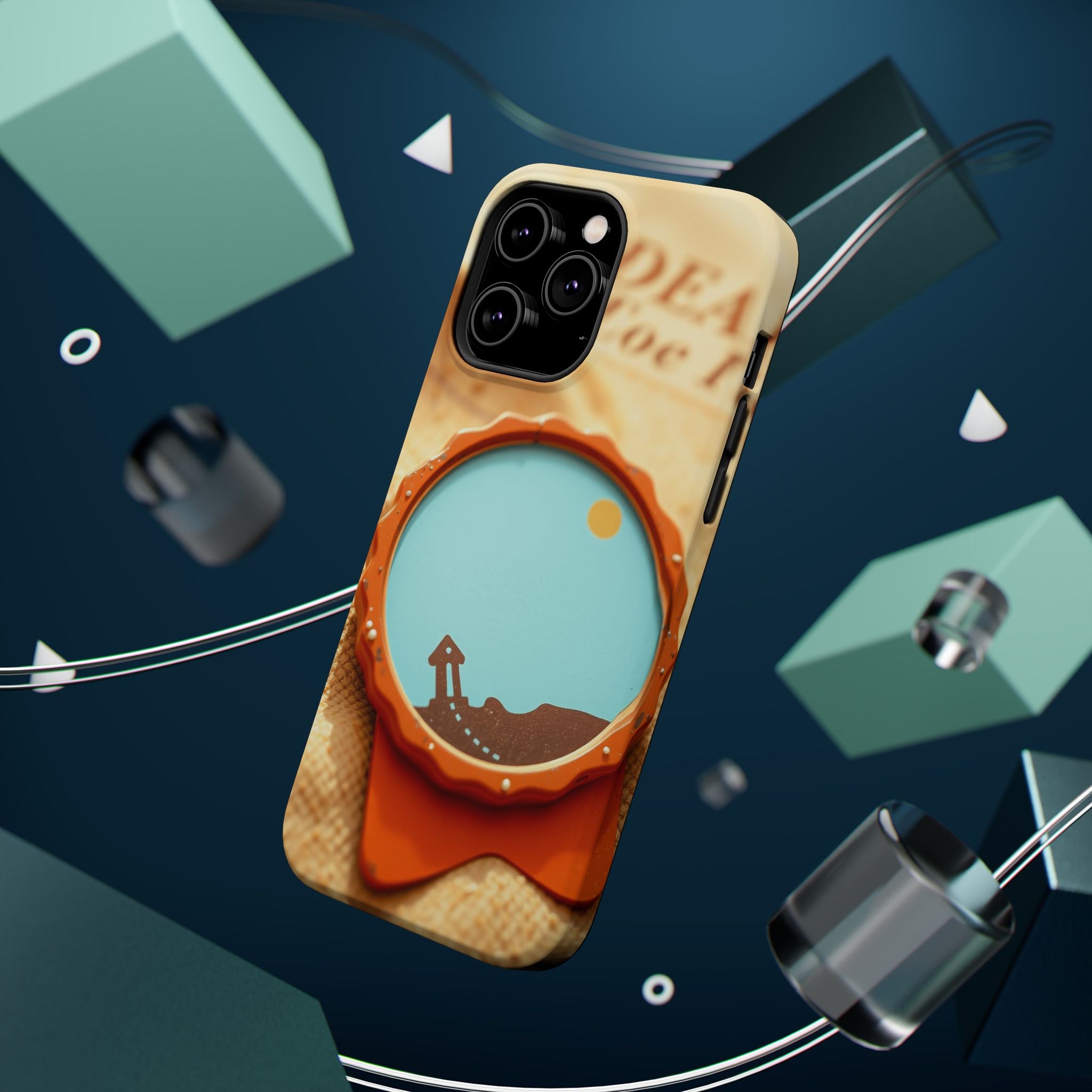 iPhone Burnt Orange And Sand Retro Travel Badge Soft Finish Everyday Case · iPho