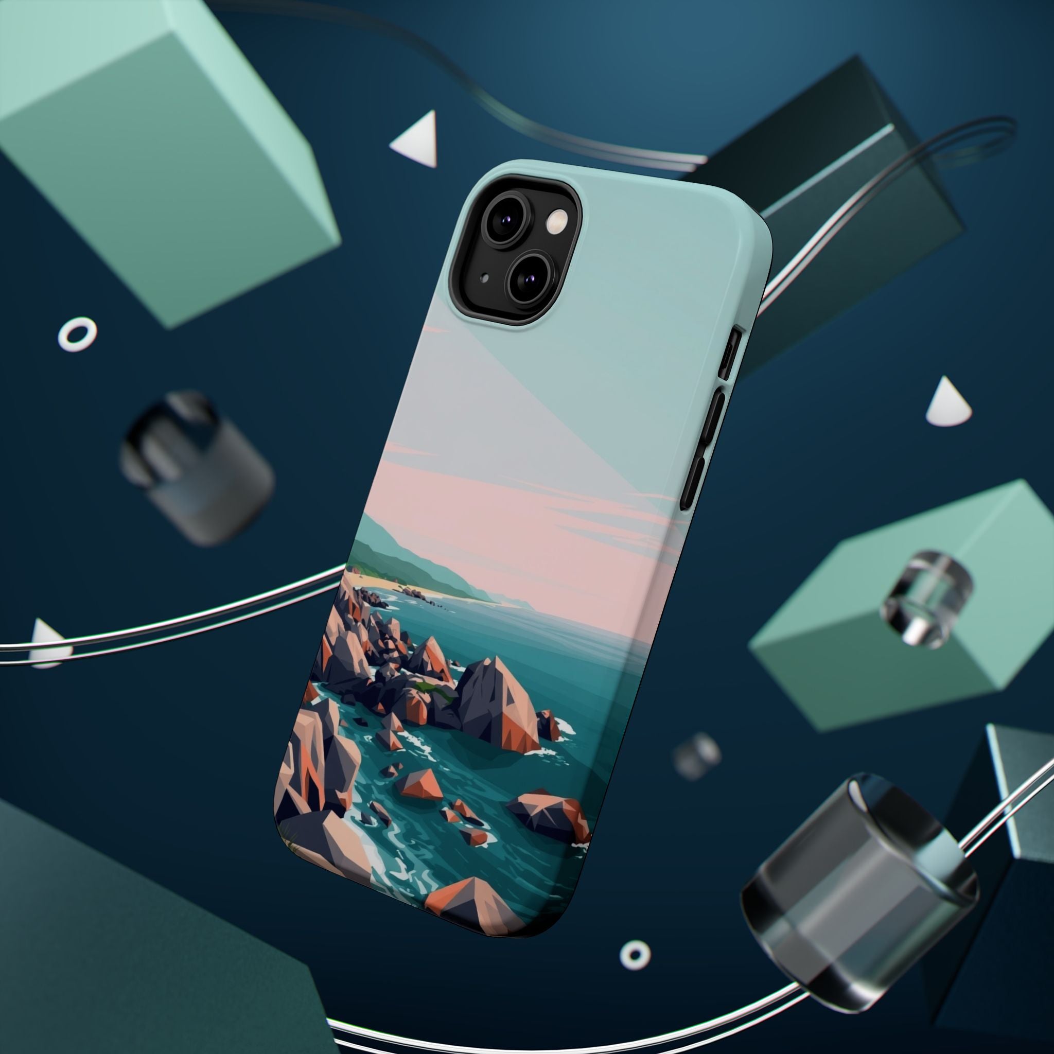 iPhone Mint And Blush Pebble Beach Bold Modern Everyday Snap Case · iPhone Case