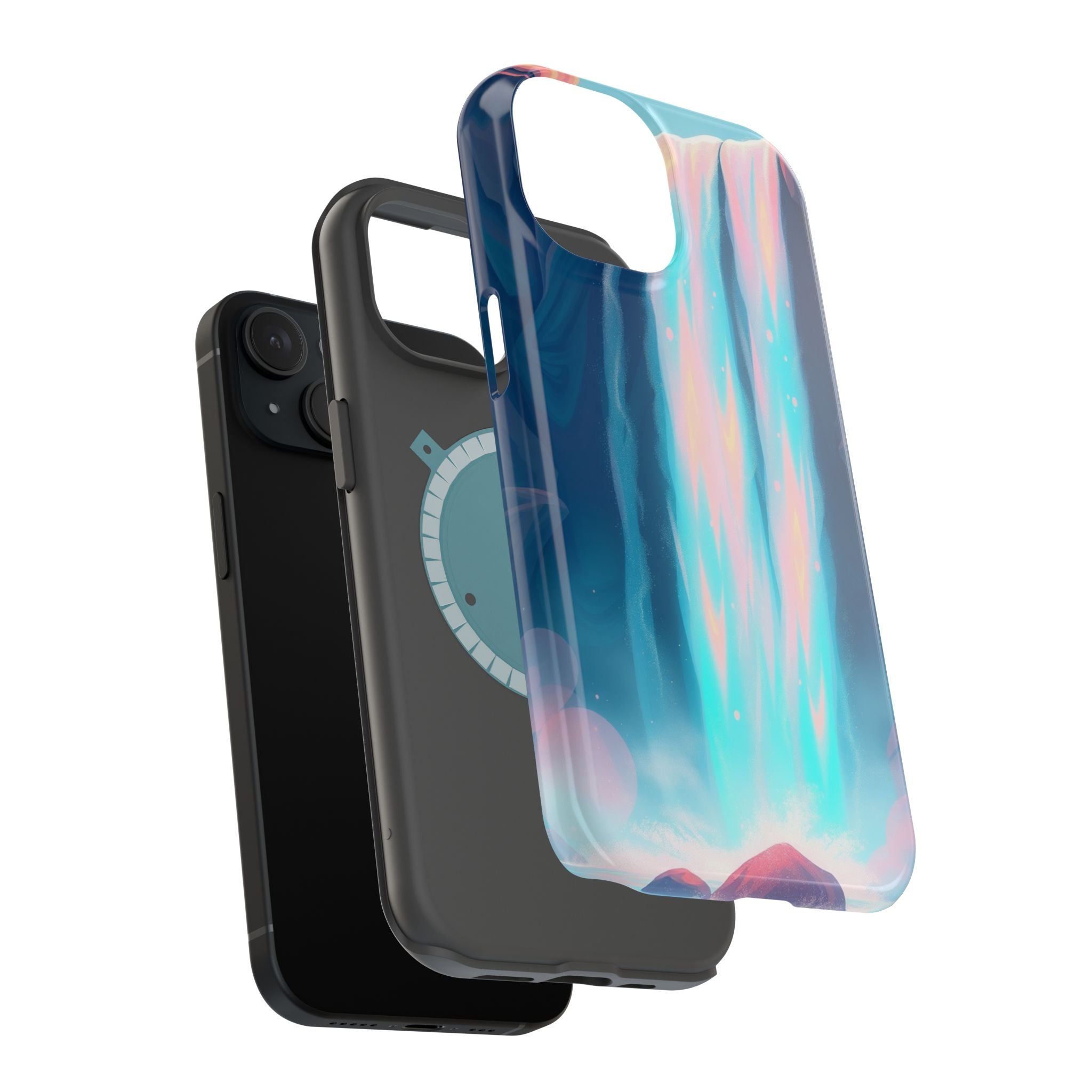 iPhone Teal And Coral Waterfall Mist Slim Everyday Designer Case · iPhone Case
