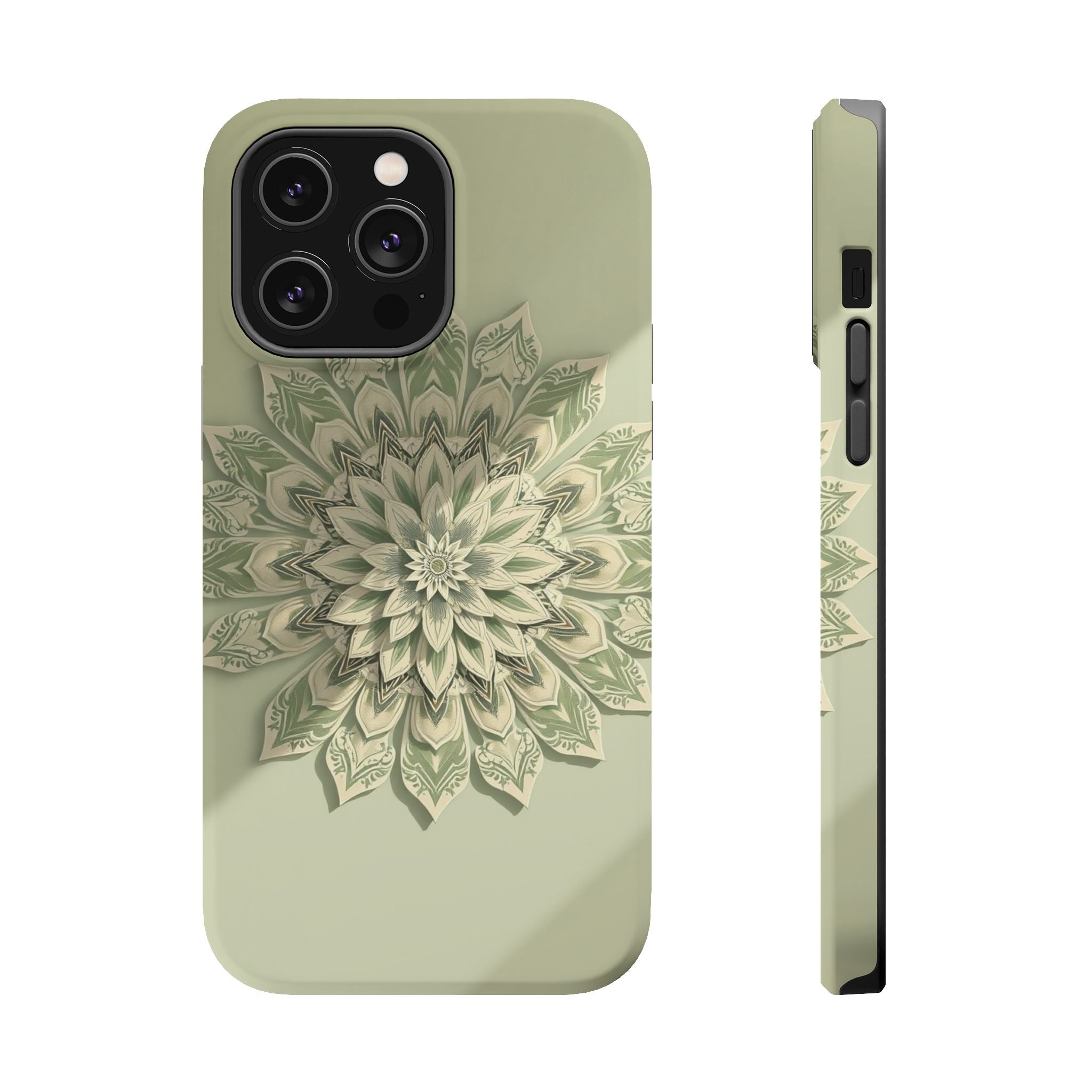 iPhone Sage And Ivory Floral Mandala Slim Everyday Designer Case · iPhone Case