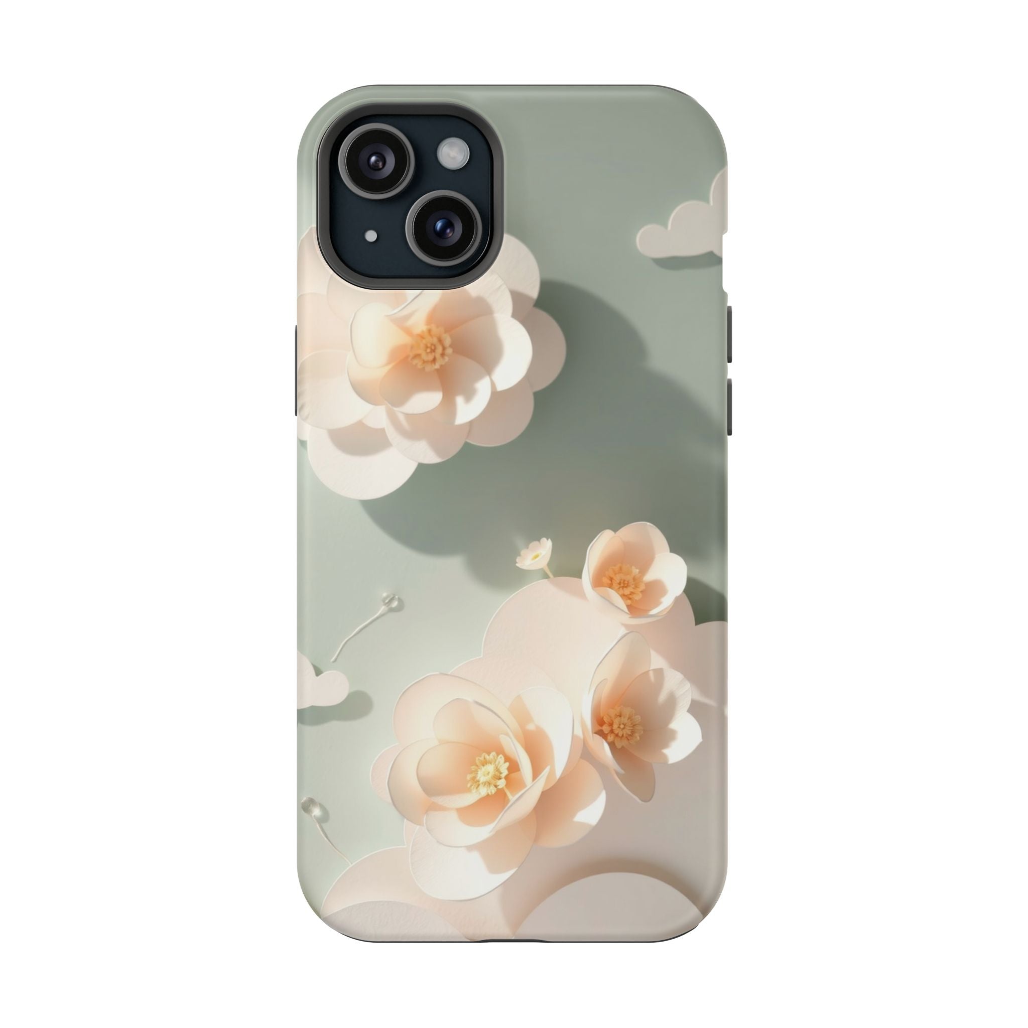 iPhone Sage And Ivory Pastel Floral Cloud Slim iPhone Everyday Designer · iPhone