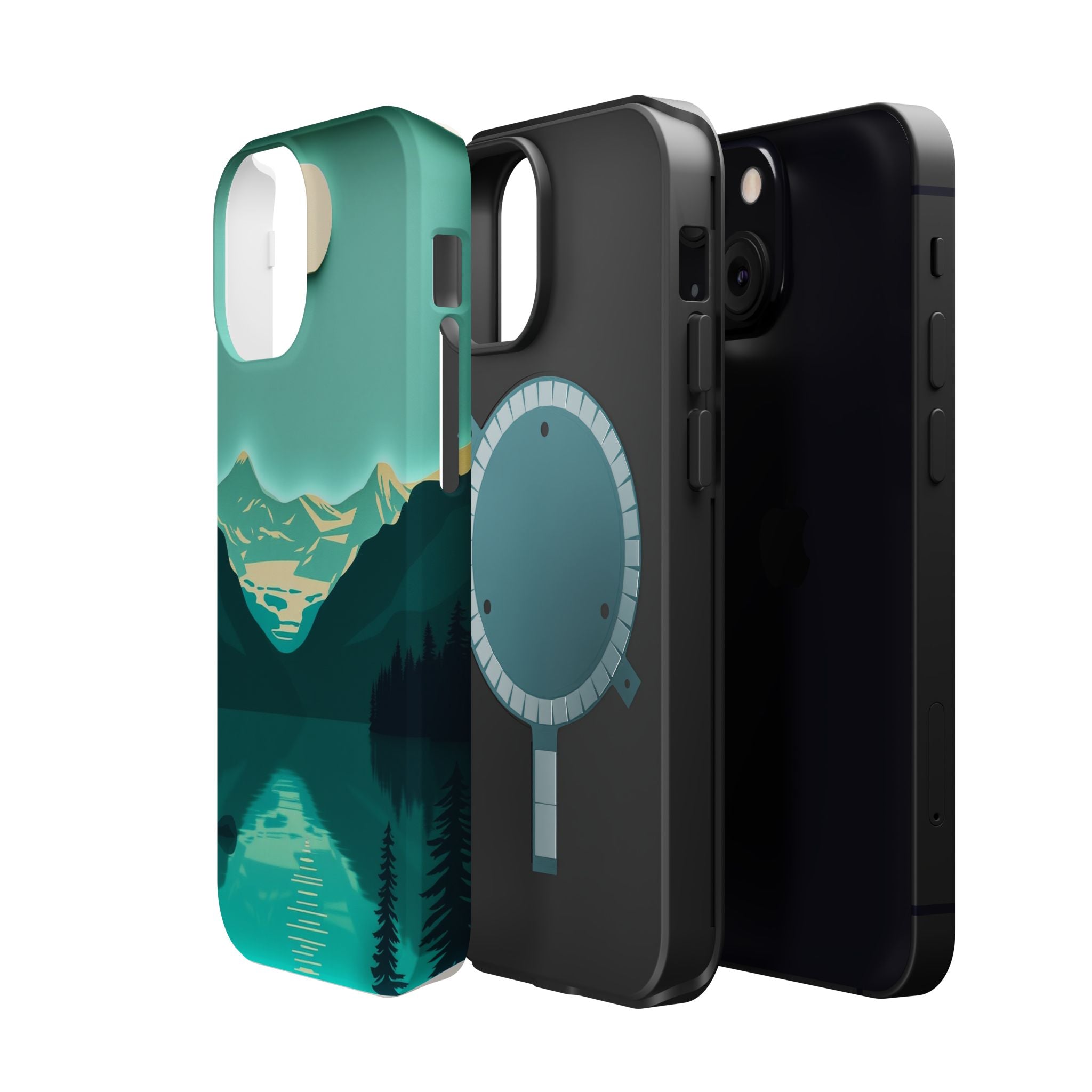 iPhone Glacier Lake Paper Cut Art Bold Modern Everyday Snap Case · iPhone Case