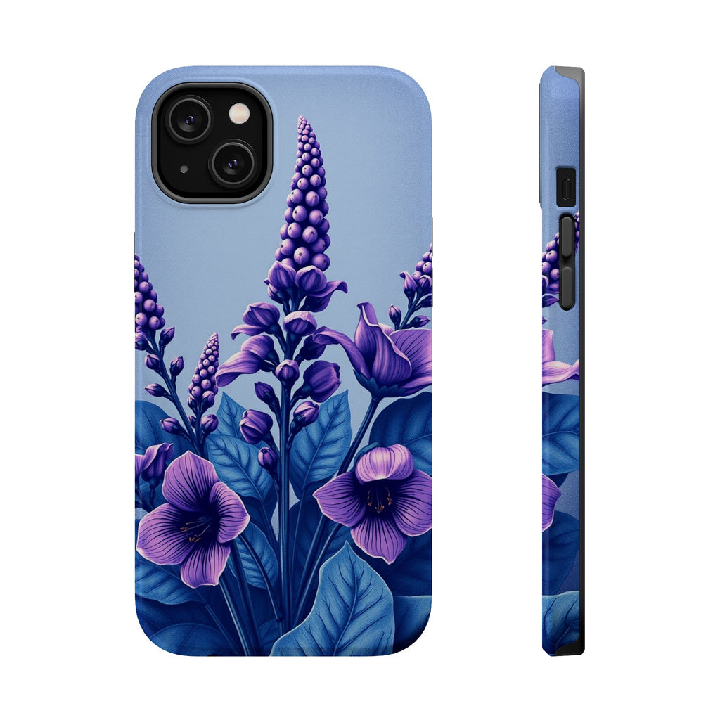 iPhone Indigo And Violet Botanical Illustration Soft iPhone Finish · iPhone Case