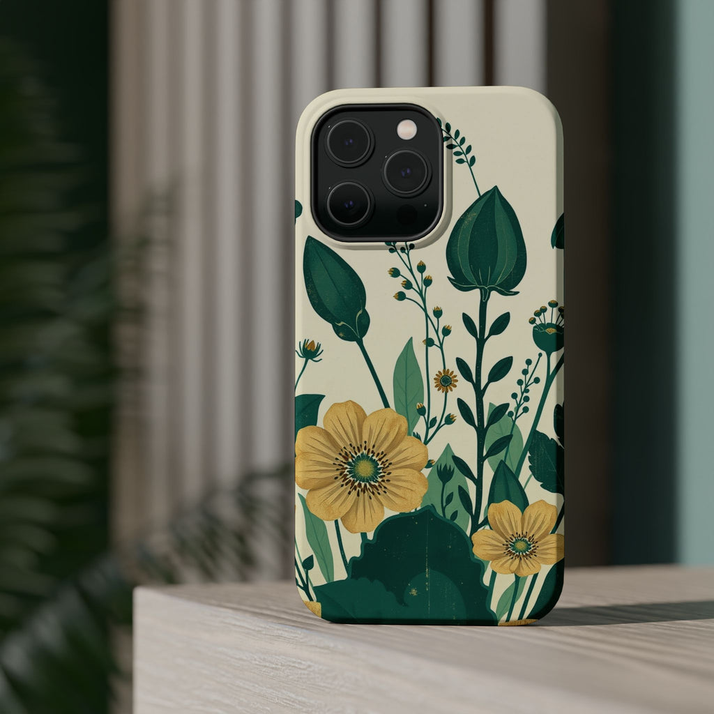 iPhone Emerald Green And Gold Pressed Botanicals Clean iPhone Minimal · iPhone C