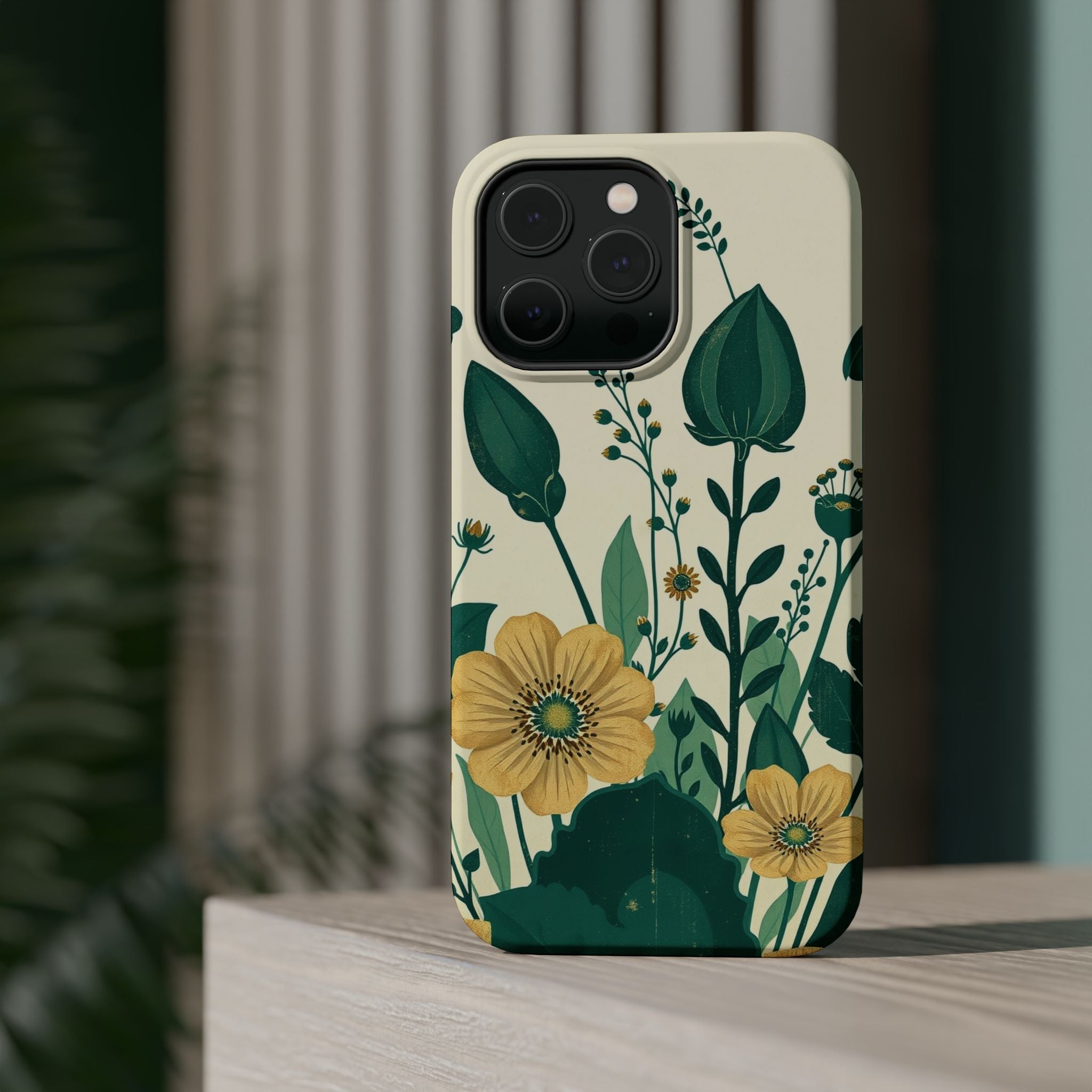 iPhone Emerald Green And Gold Pressed Botanicals Clean iPhone Minimal · iPhone C
