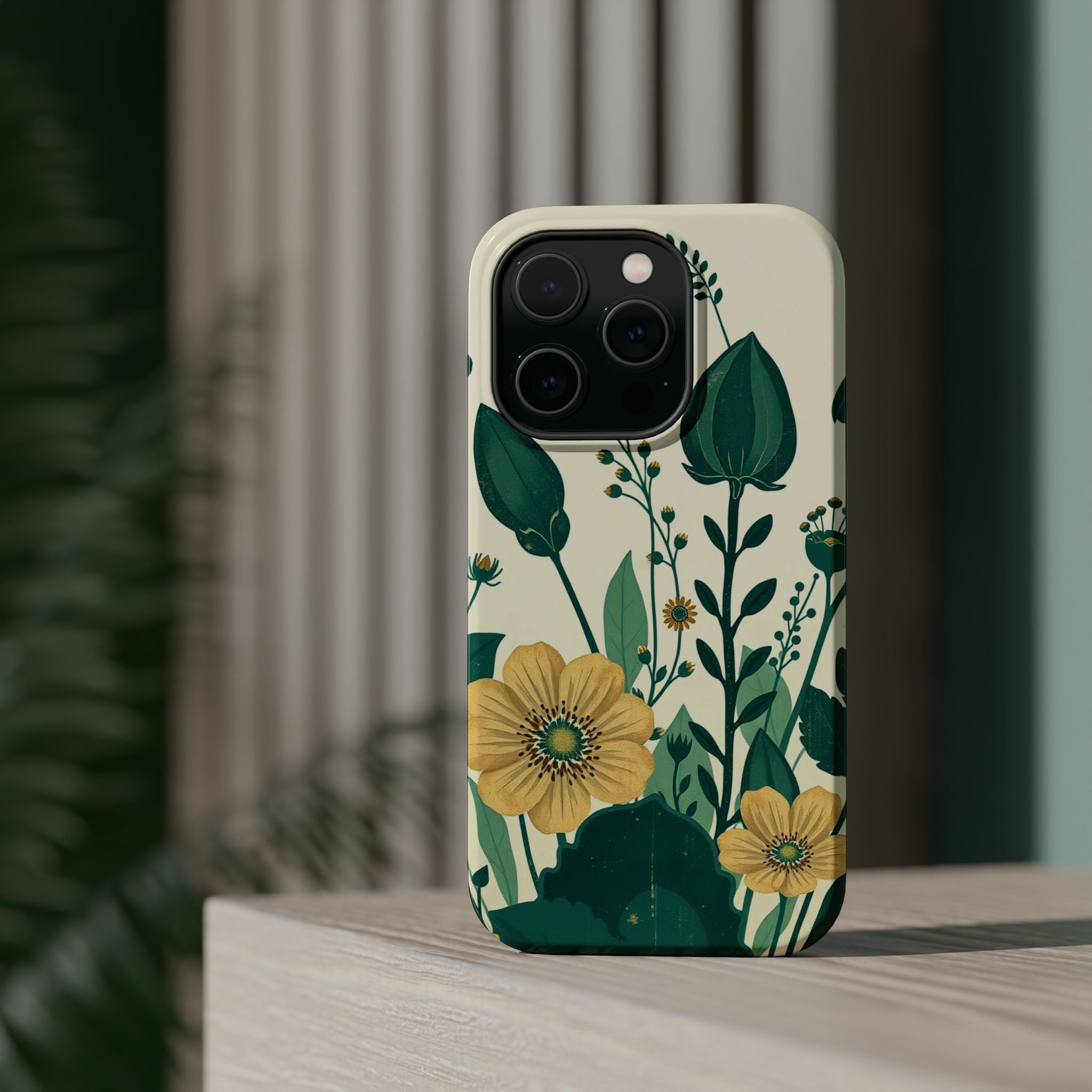 iPhone Emerald Green And Gold Pressed Botanicals Clean iPhone Minimal · iPhone C