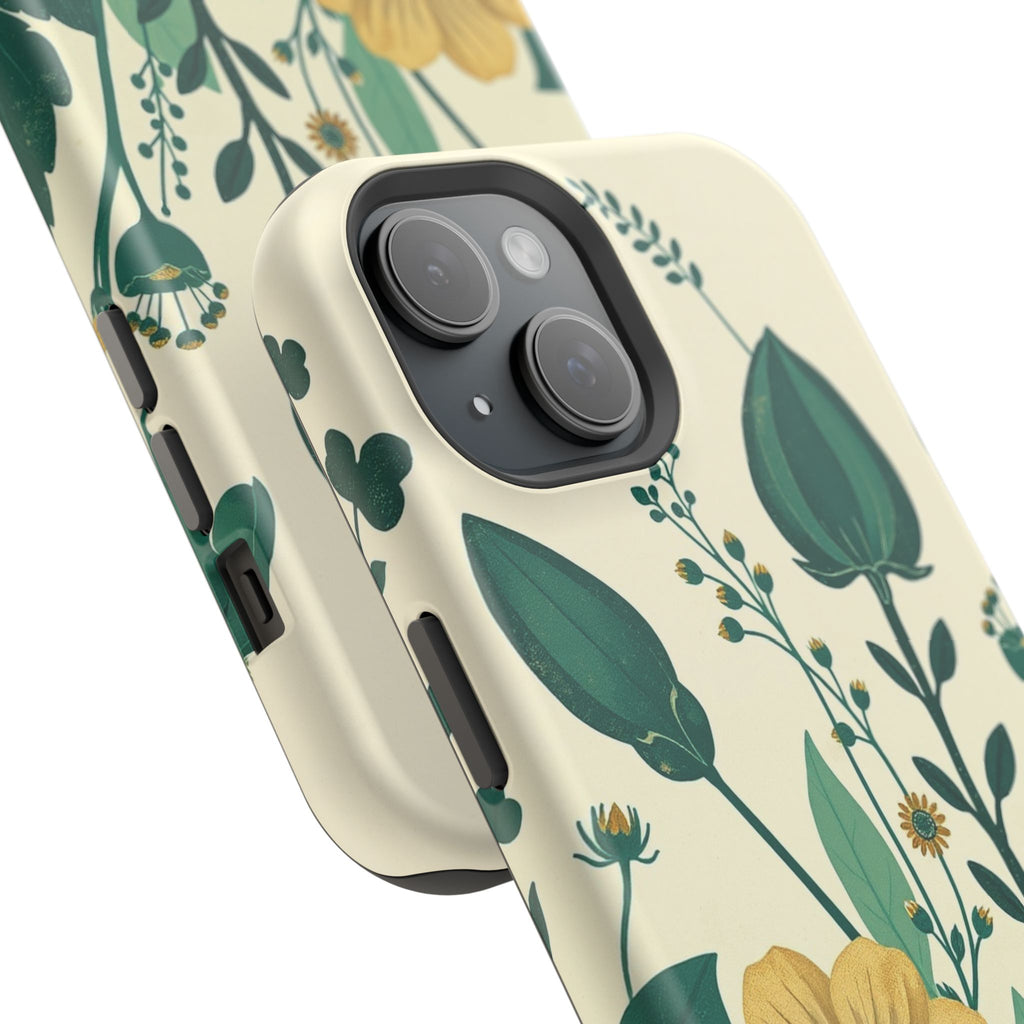 iPhone Emerald Green And Gold Pressed Botanicals Clean iPhone Minimal · iPhone C