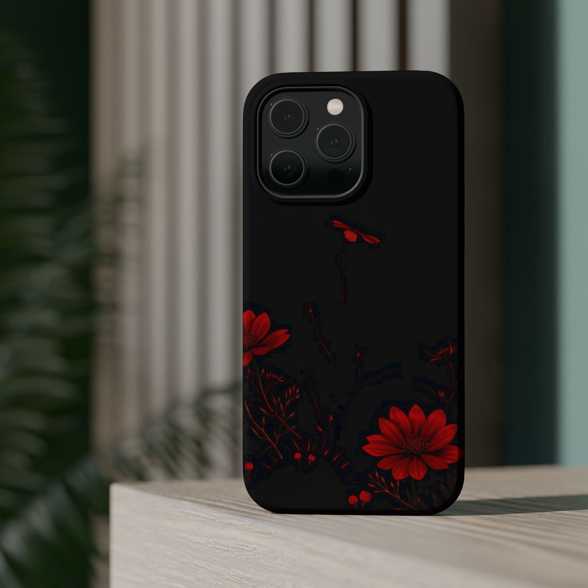 iPhone Black And Crimson Desert Flower Slim Everyday Designer Case · iPhone Case