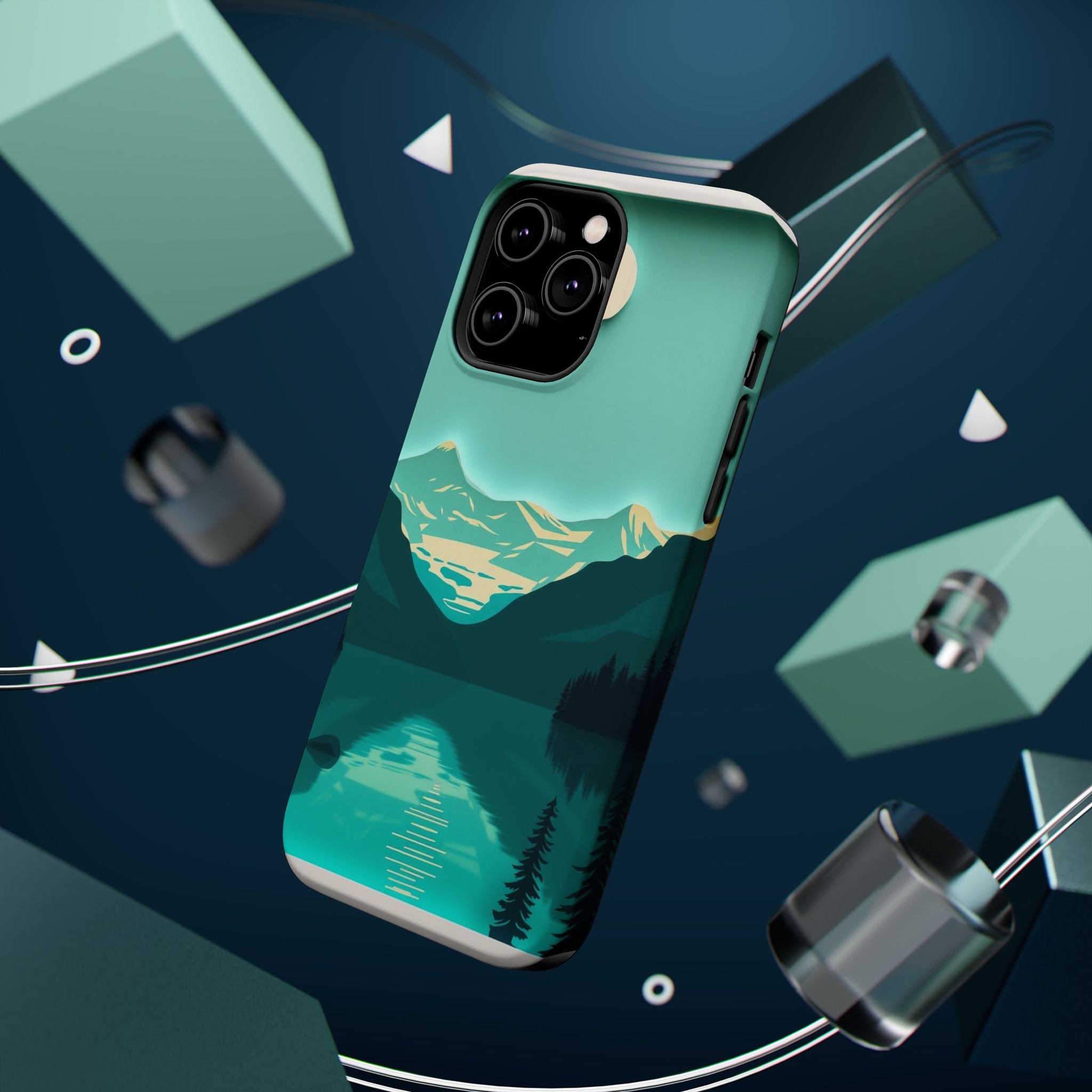 iPhone Glacier Lake Paper Cut Art Bold Modern Everyday Snap Case · iPhone Case