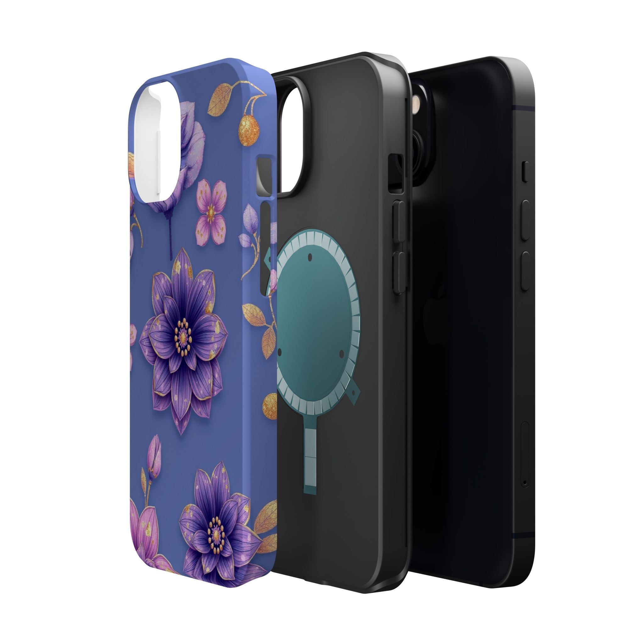 iPhone Indigo And Violet Floral Gold Foil Slim iPhone Everyday Designer · iPhone