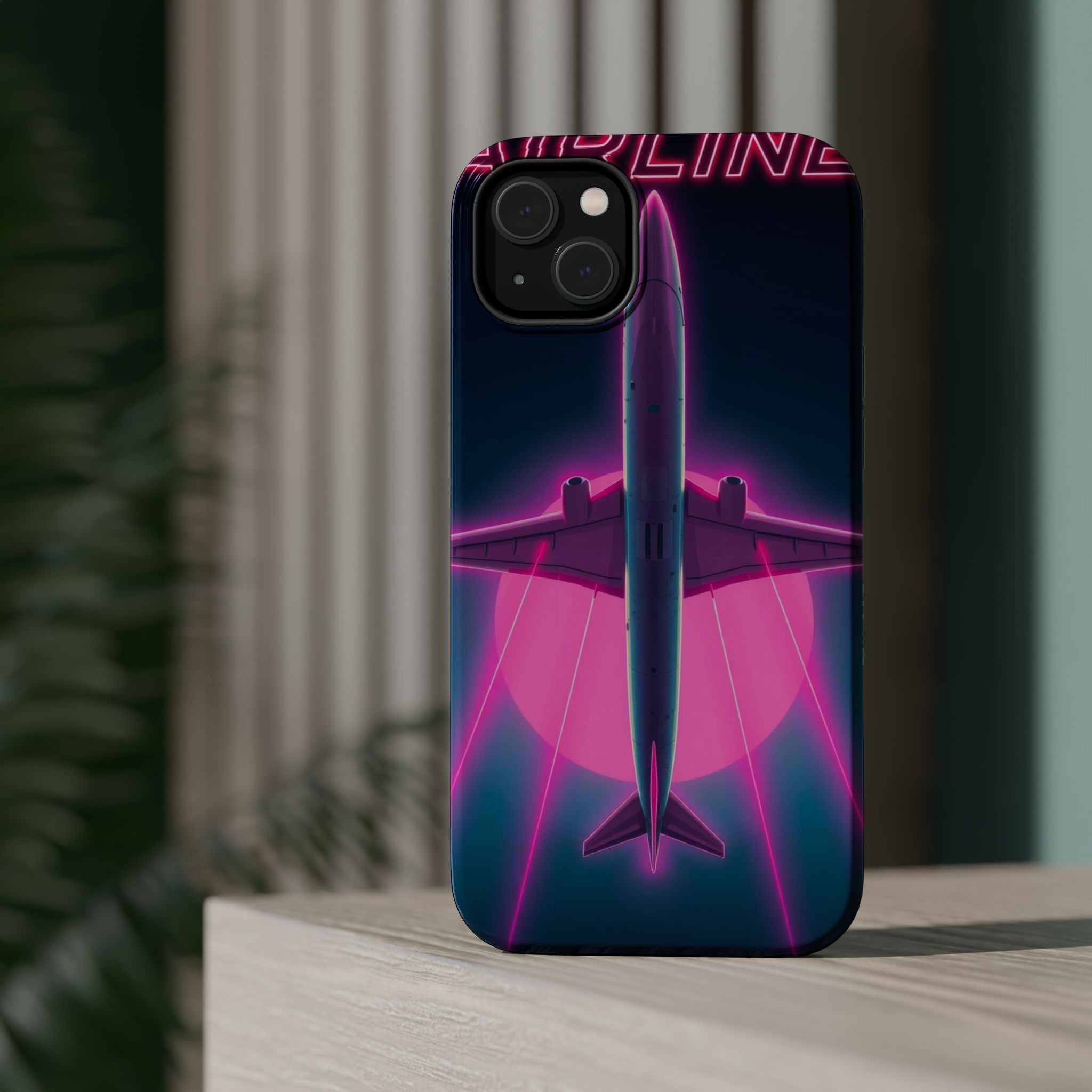 iPhone Cyan And Magenta Retro Airline Poster Slim Everyday Designer Case · iPhon