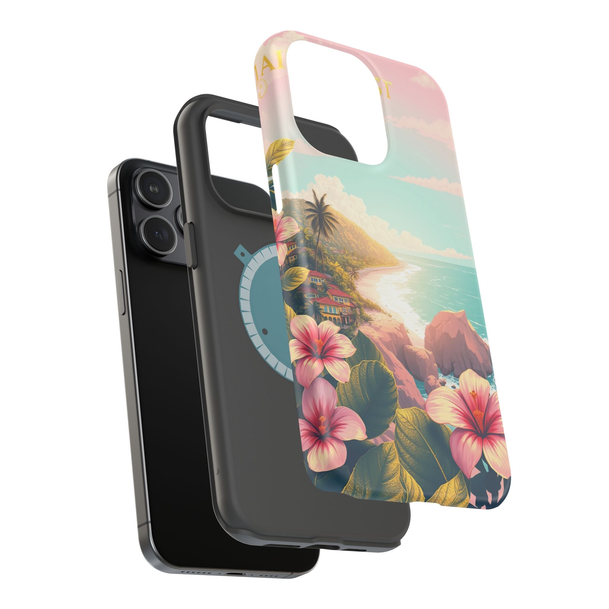 iPhone Mint And Blush Hibiscus Coast Slim Everyday iPhone 14 Designer · iPhone C