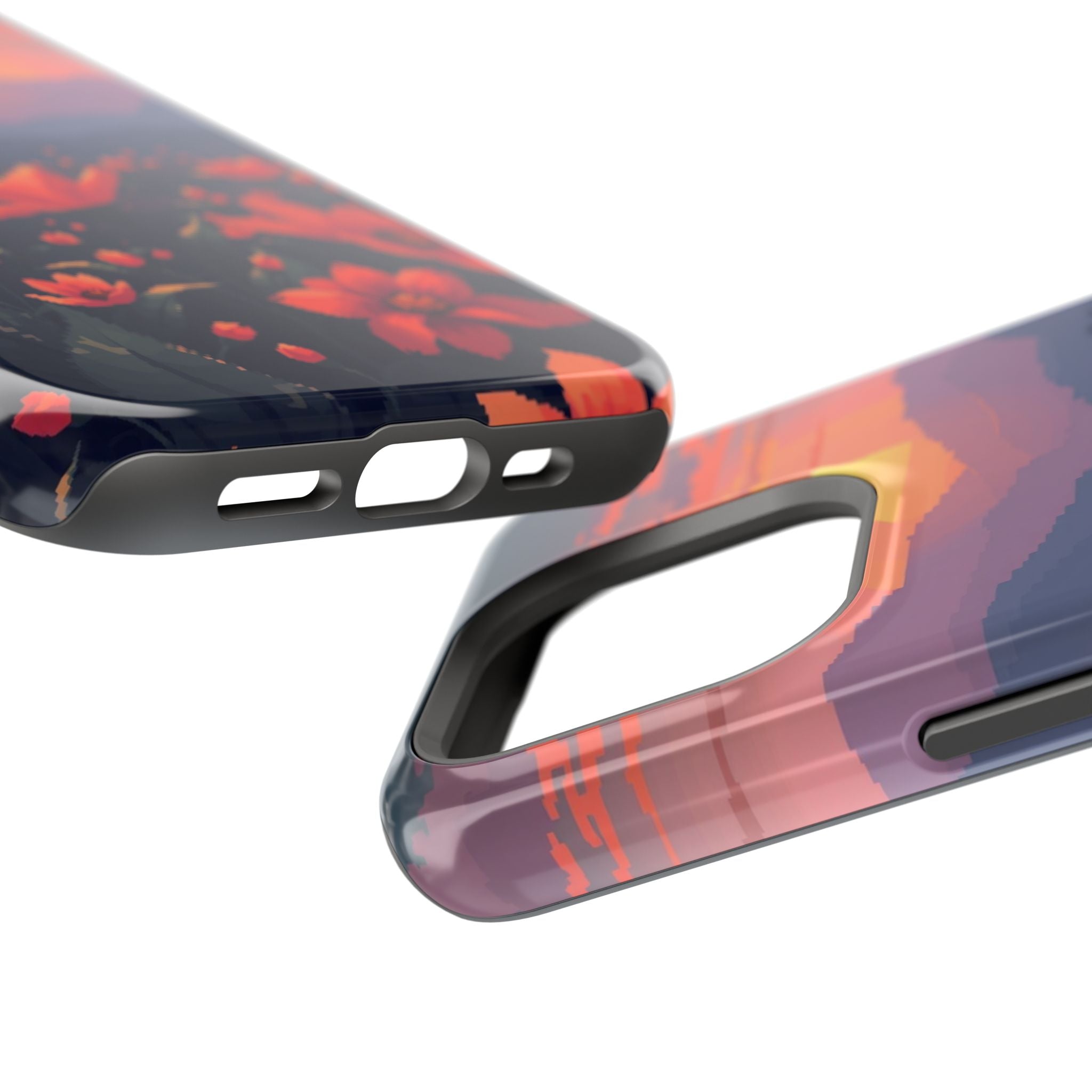 iPhone Sunset Amber And Peach Floral Geometric Soft iPhone Finish · iPhone Case