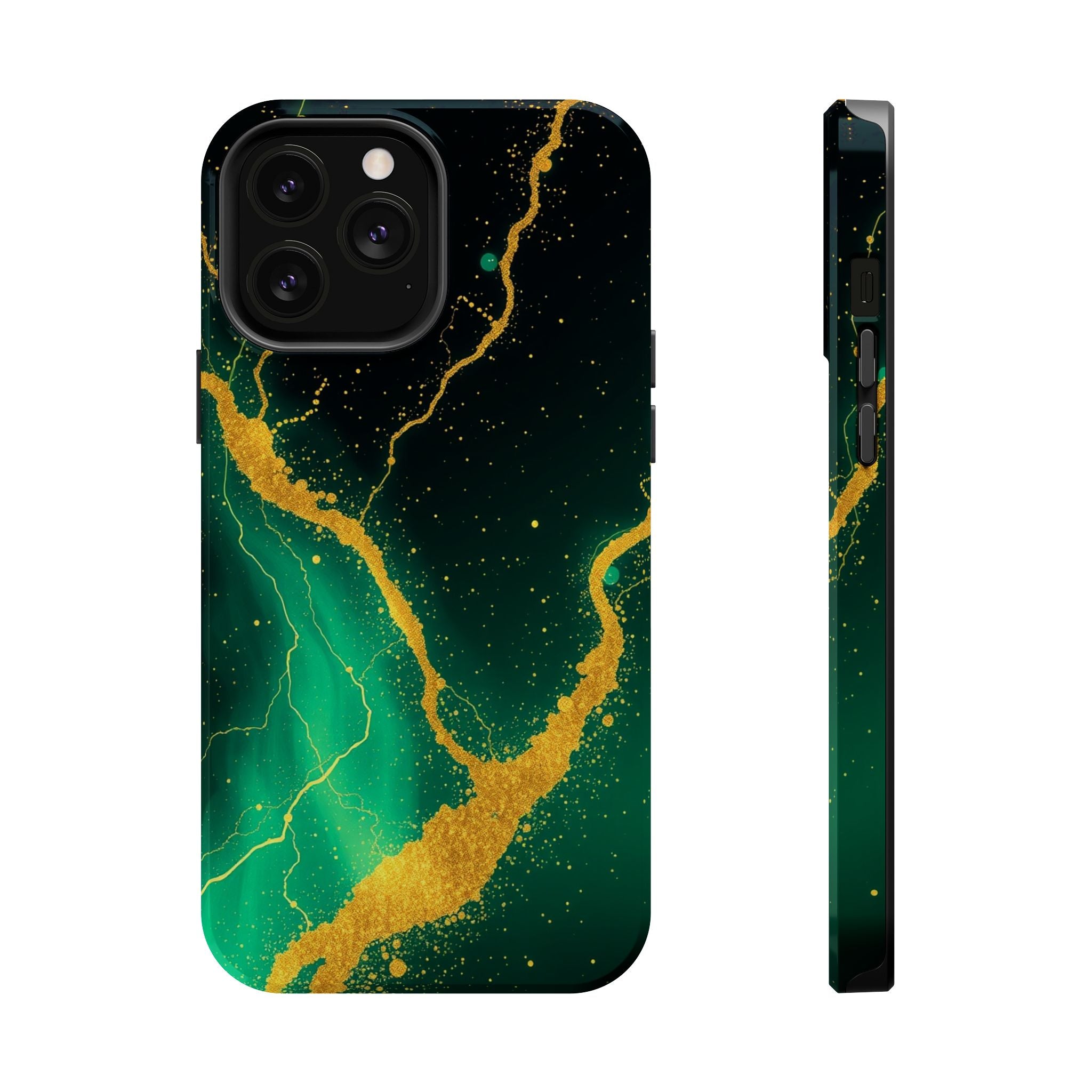 iPhone Emerald Green And Gold Petal Storm Slim iPhone Everyday Designer · iPhone