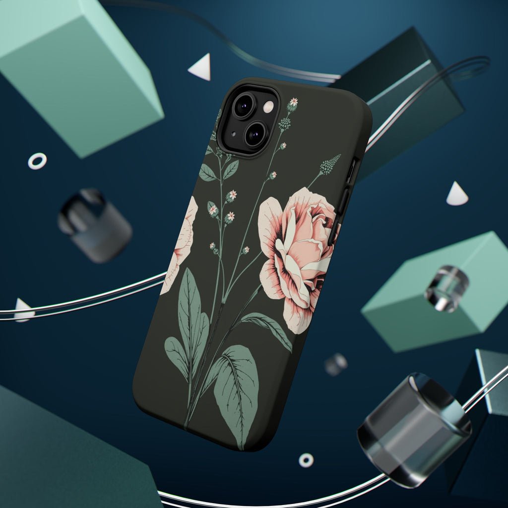 iPhone Mint And Blush Vintage Botanical Print Slim Everyday Designer Case · iPho