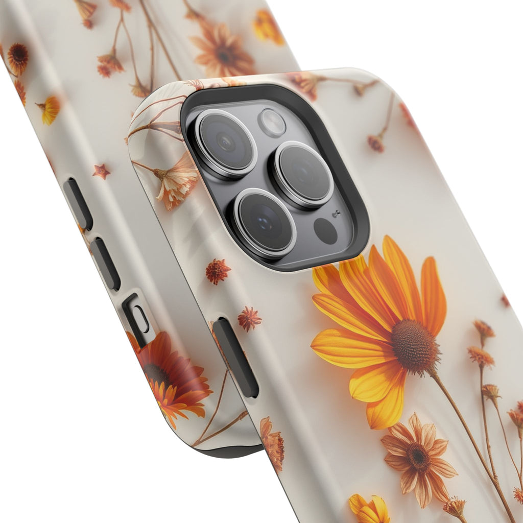 iPhone Mustard And Rust Dried Flower Flat Lay Carry Case Slim Snap Case · iPhone